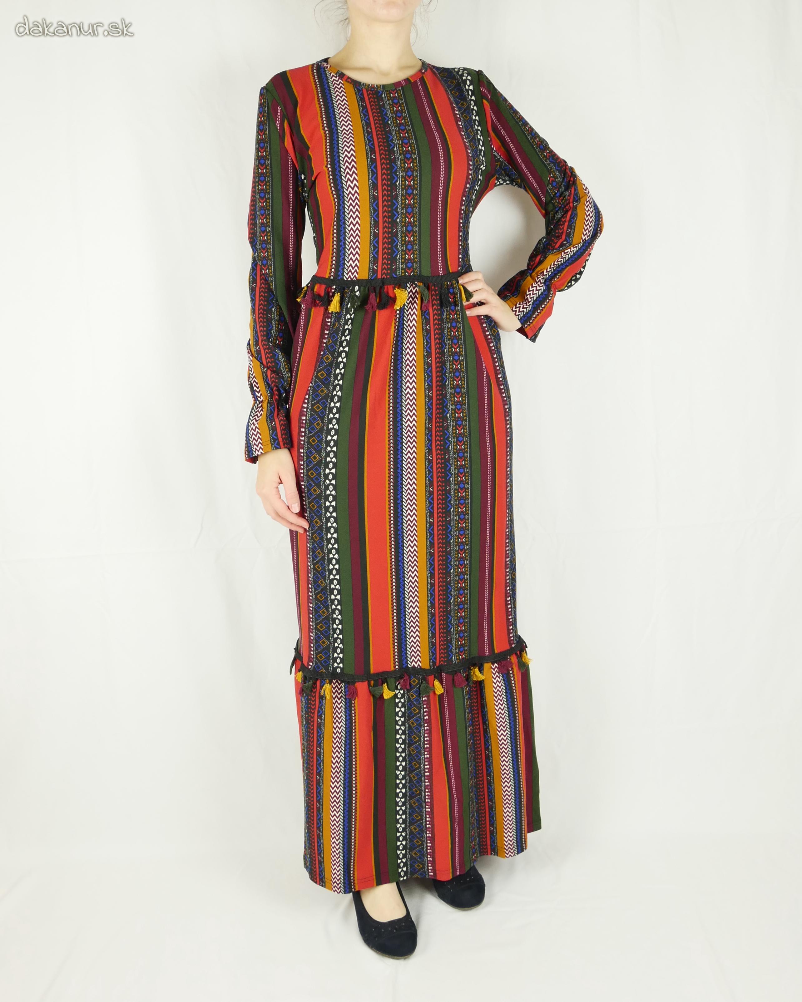 Pásikované farebné etno šaty