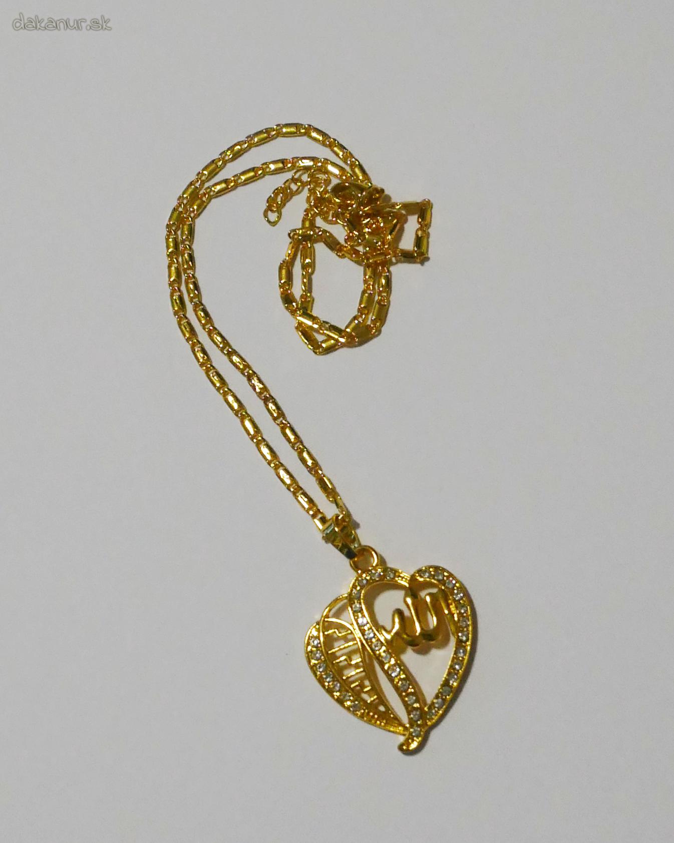 Islamský náhrdelník zlaté natiahnuté srdce