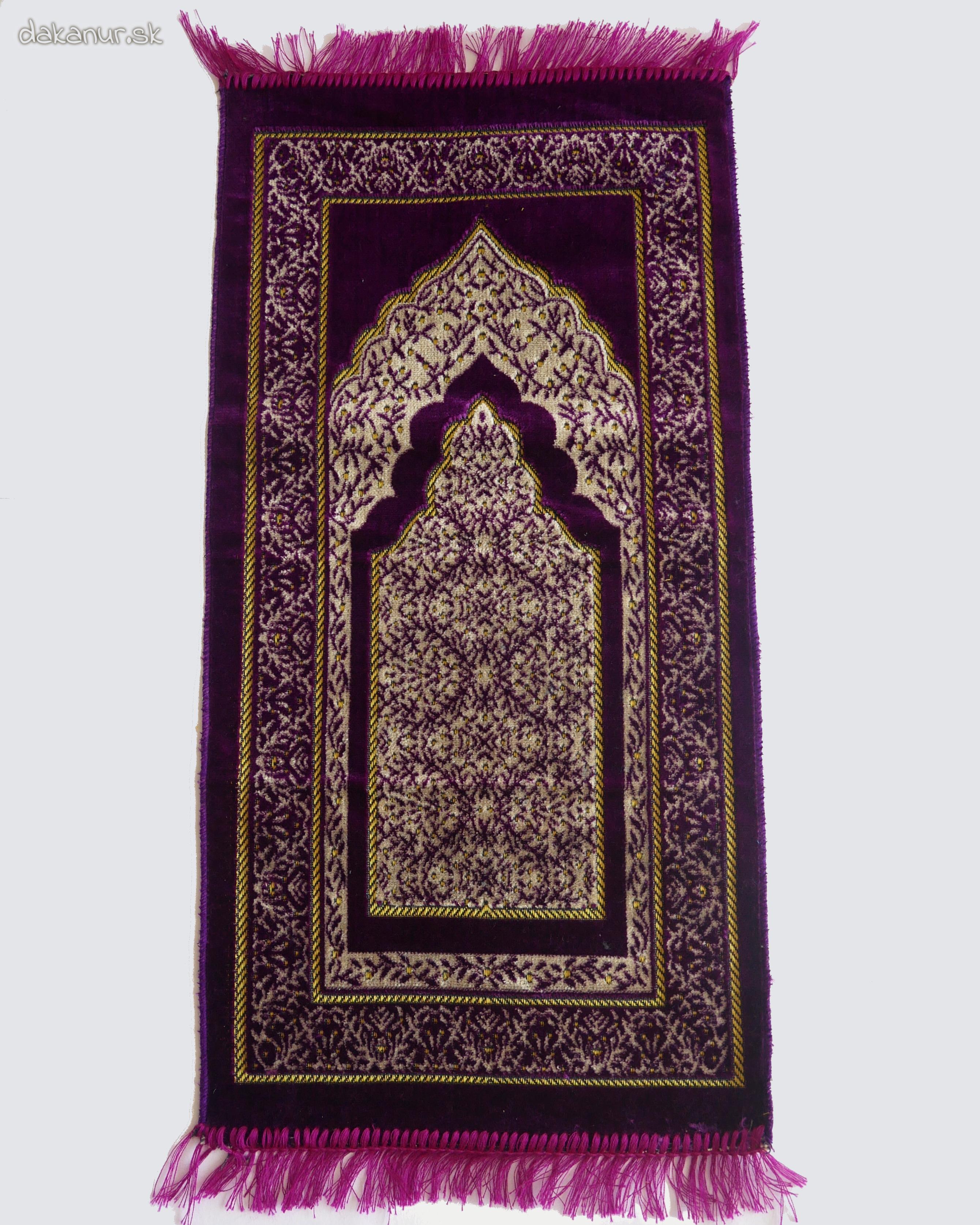 Hrubý detský modlitebný koberček s ornamentom ružový