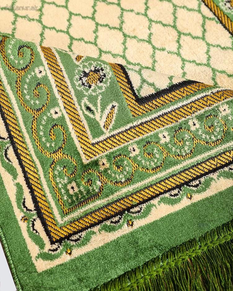 Stredne hrubý kvetovaný zelený modlitebný koberec