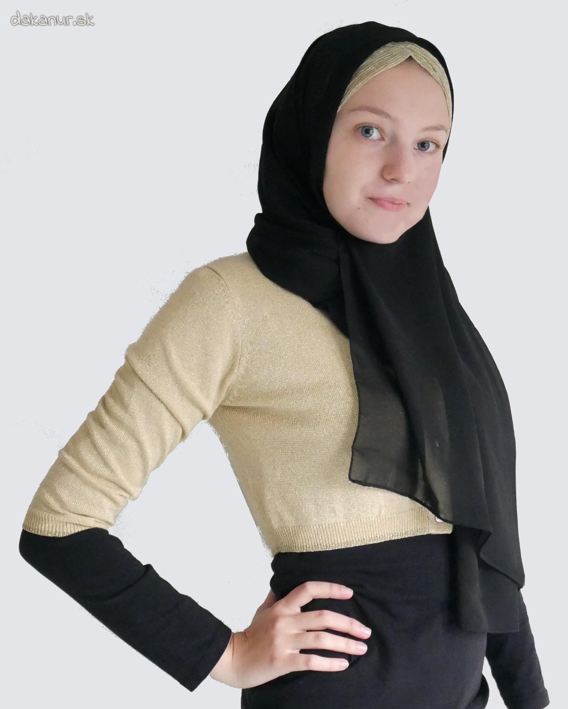 Ozdobný čierno zlatý hijáb
