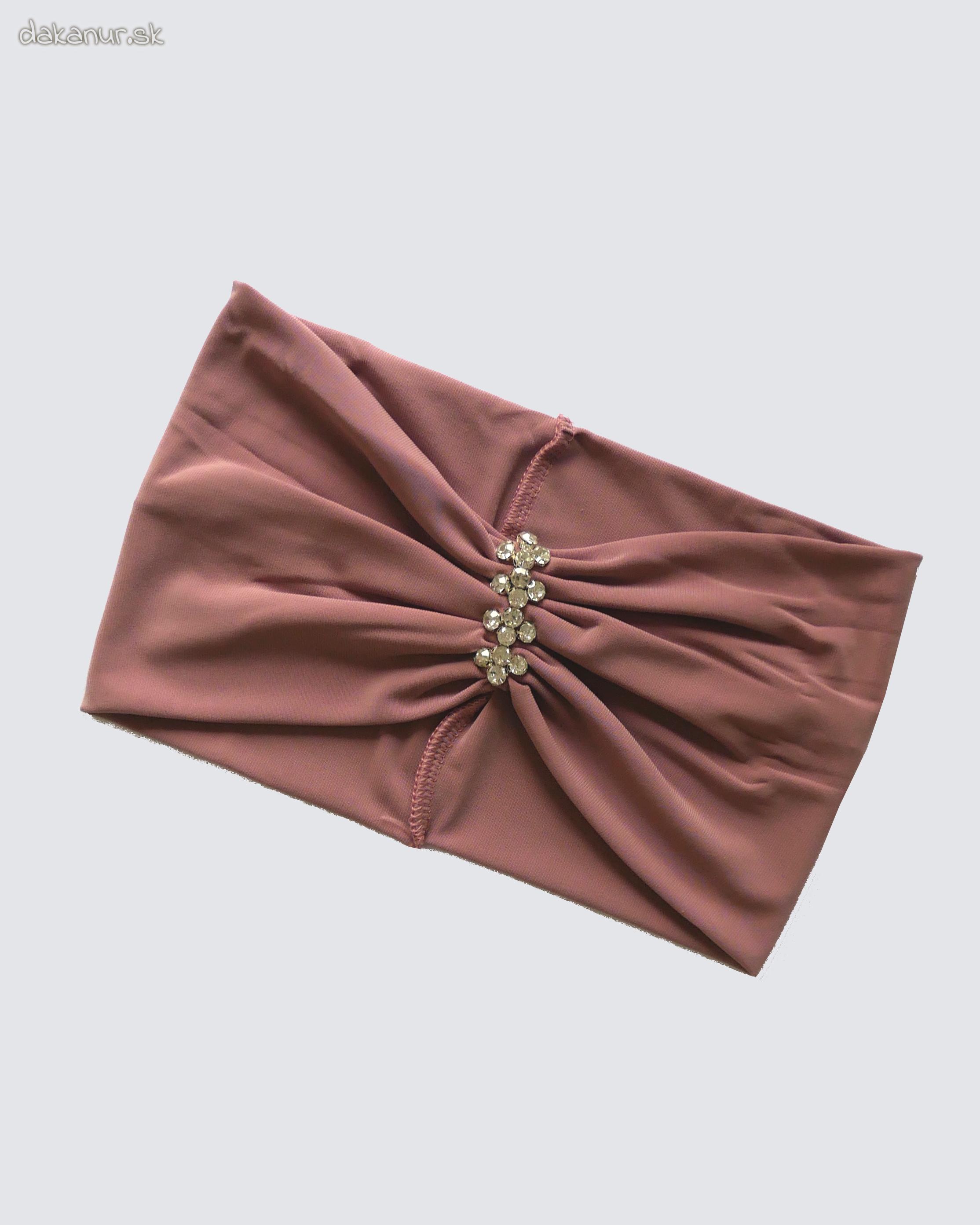 Ozdobná ružová tenká čelenka pod hijáb