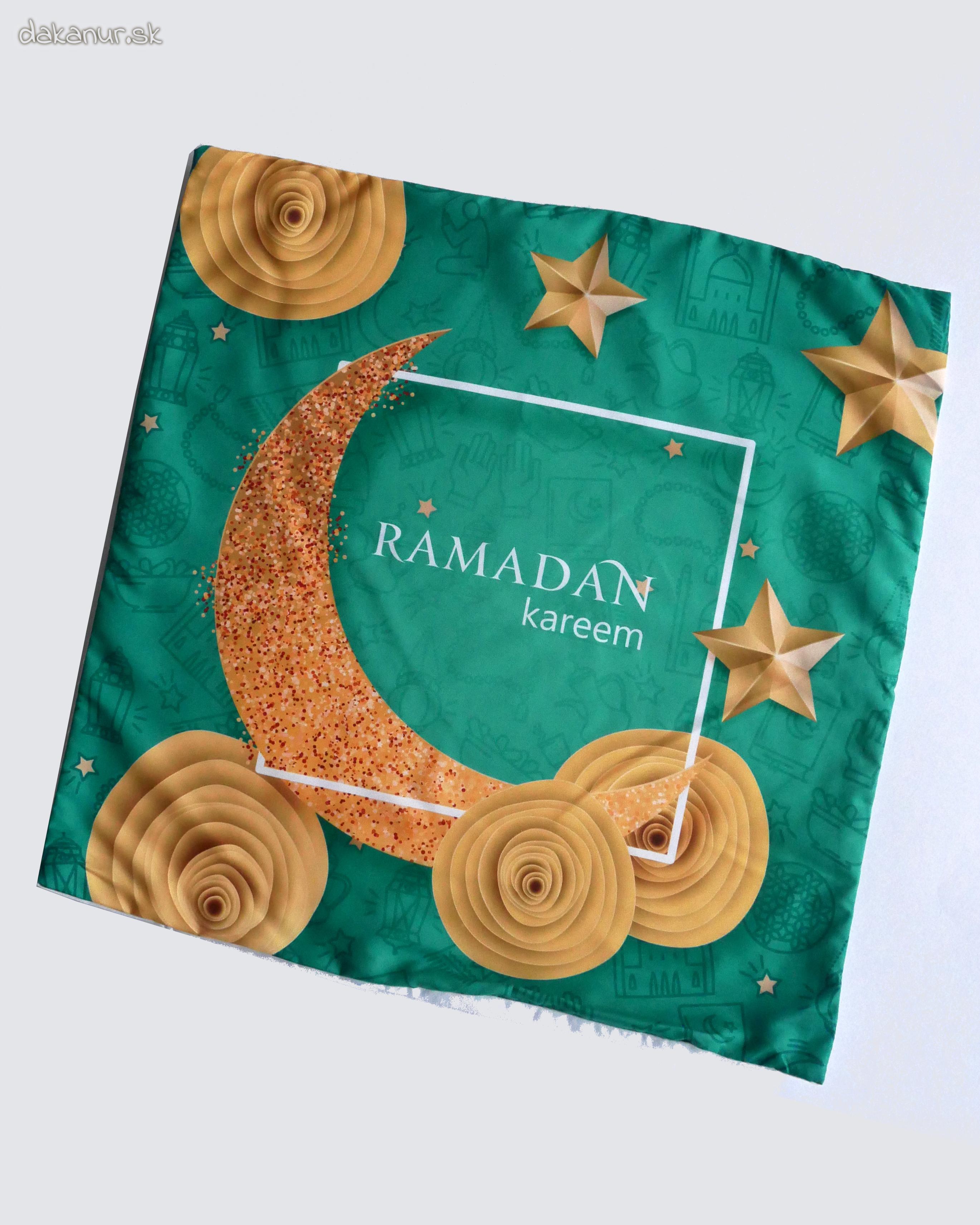 Obliečka zelená, mesiac, Ramadan Kareem