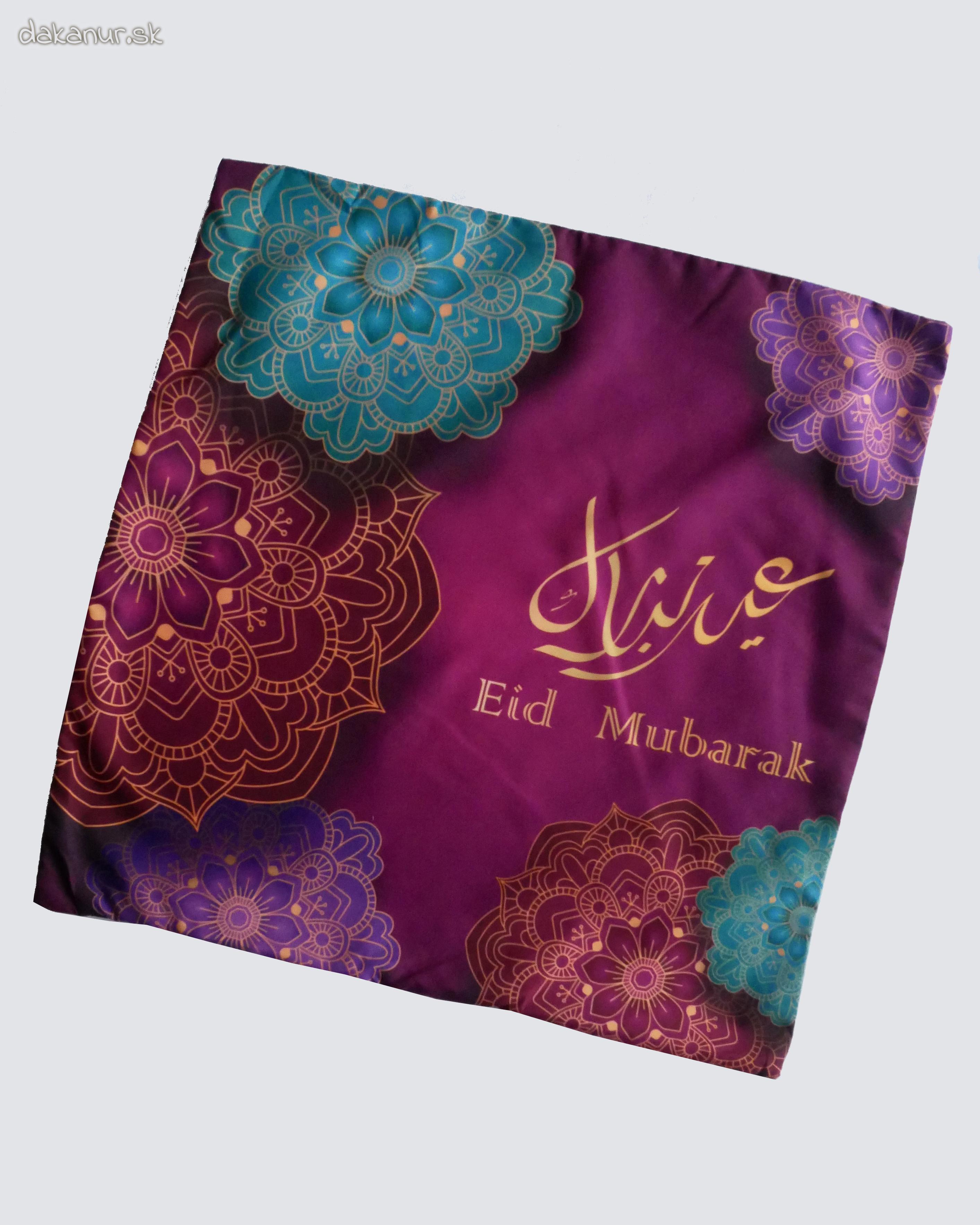 Obliečka na vankúš fialová kvety Eid Mubarak
