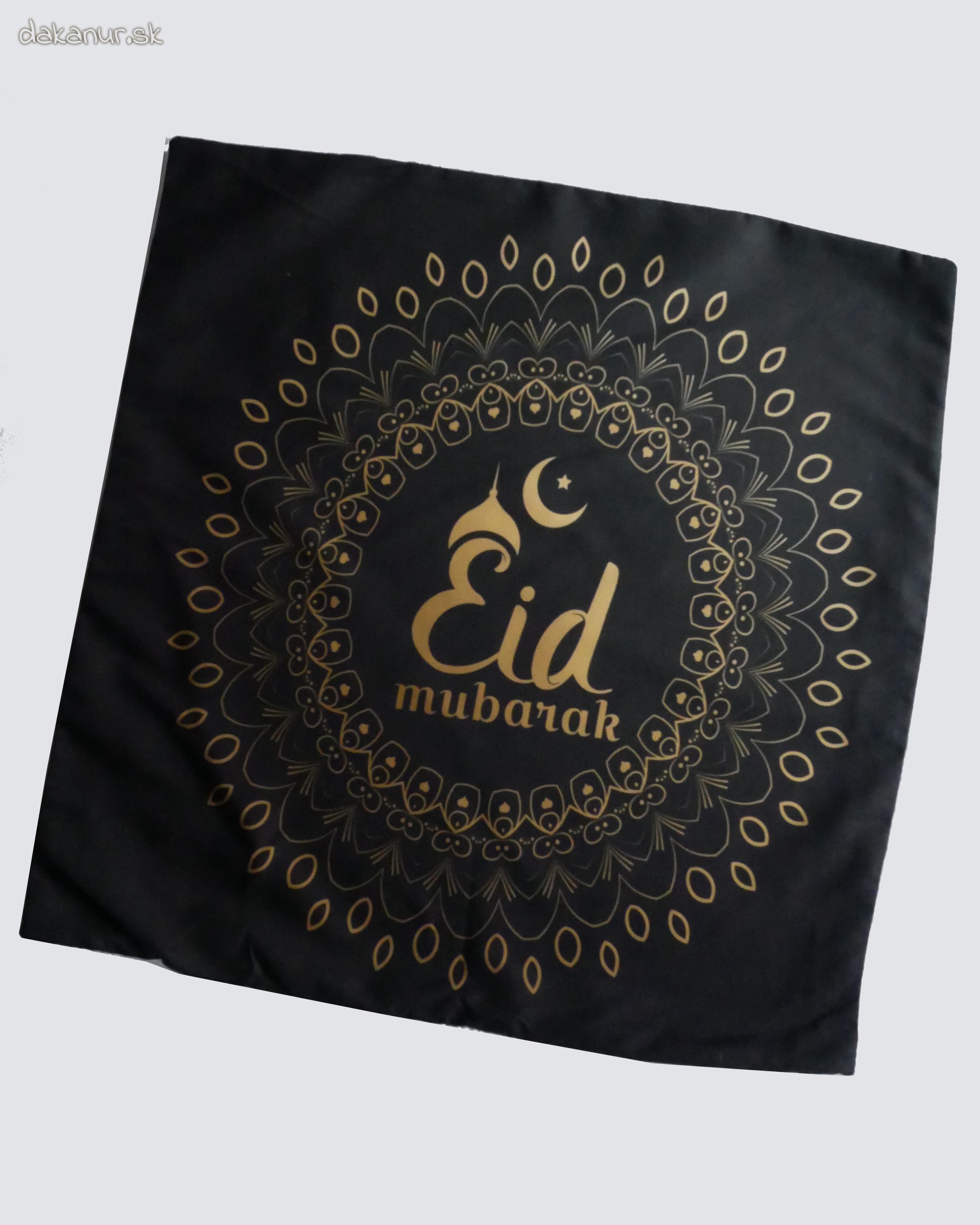 Obliečka na vankúš čierna Eid Mubarak