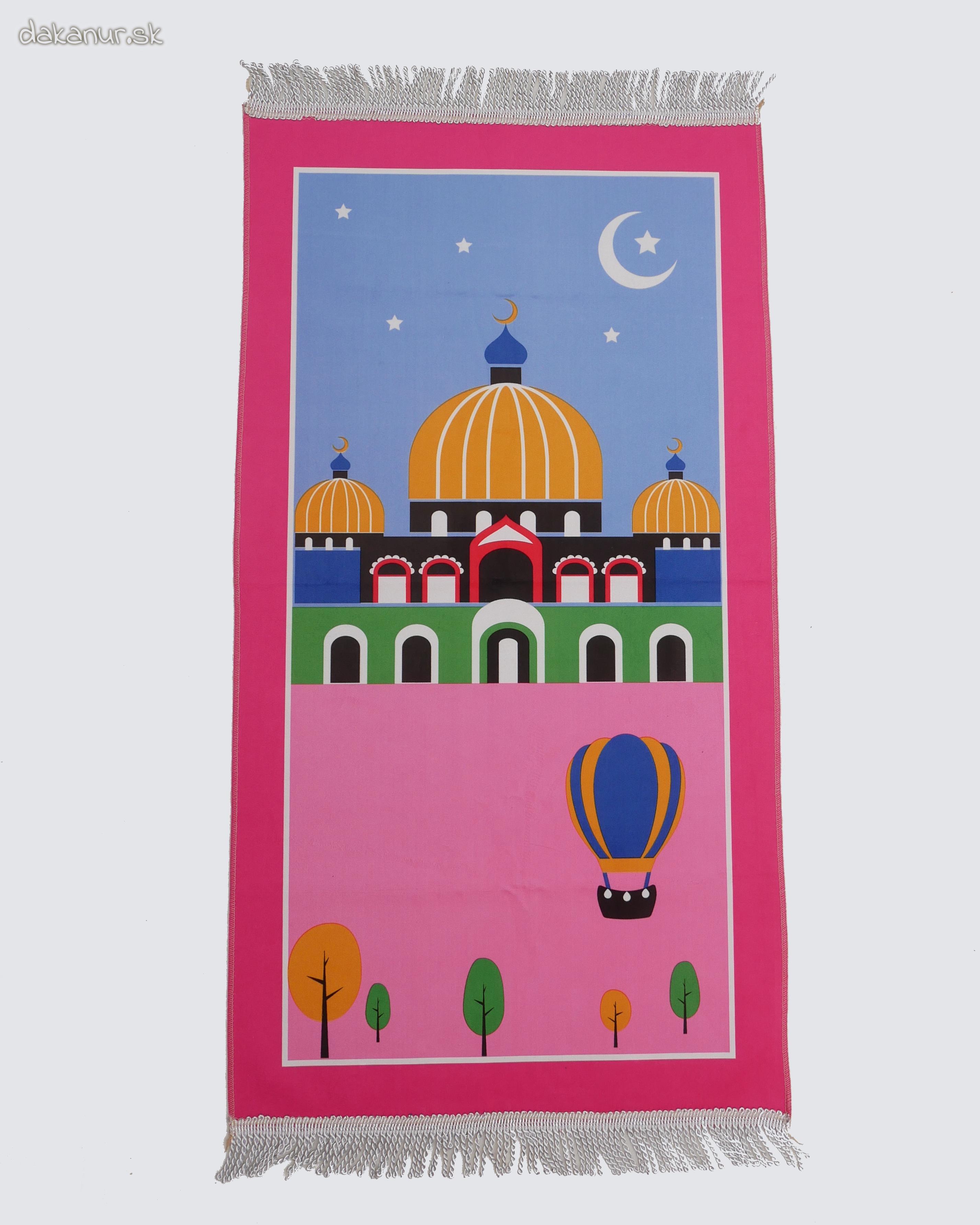 Detský modlitebný koberček s mešitou ružový