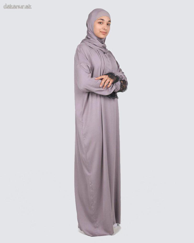Modlitebné šaty šedohnedé s krajkou
