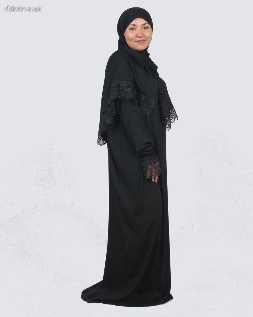 Modlitebné šaty čierne s krajkou