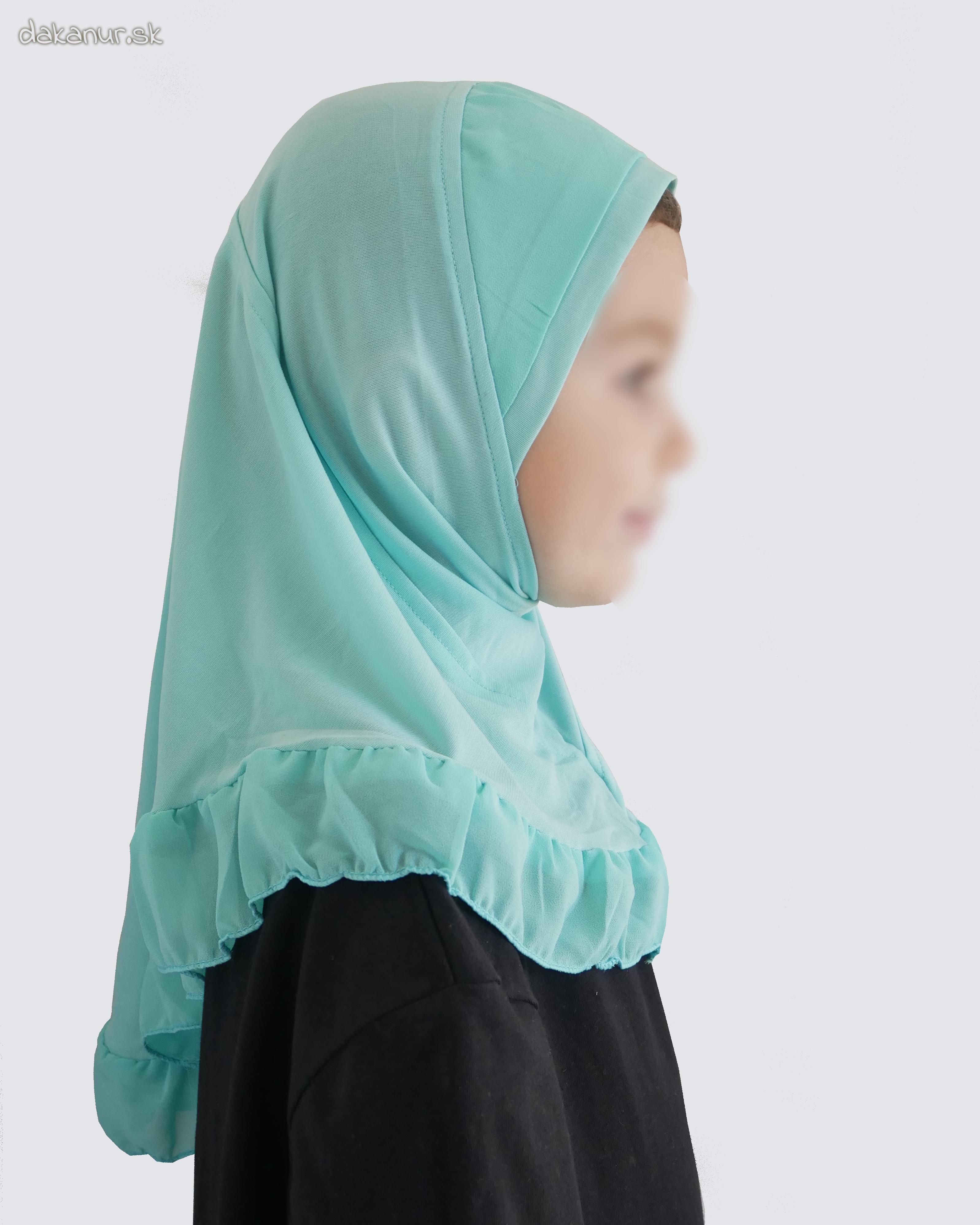 Detský tyrkysový hijáb s volánom