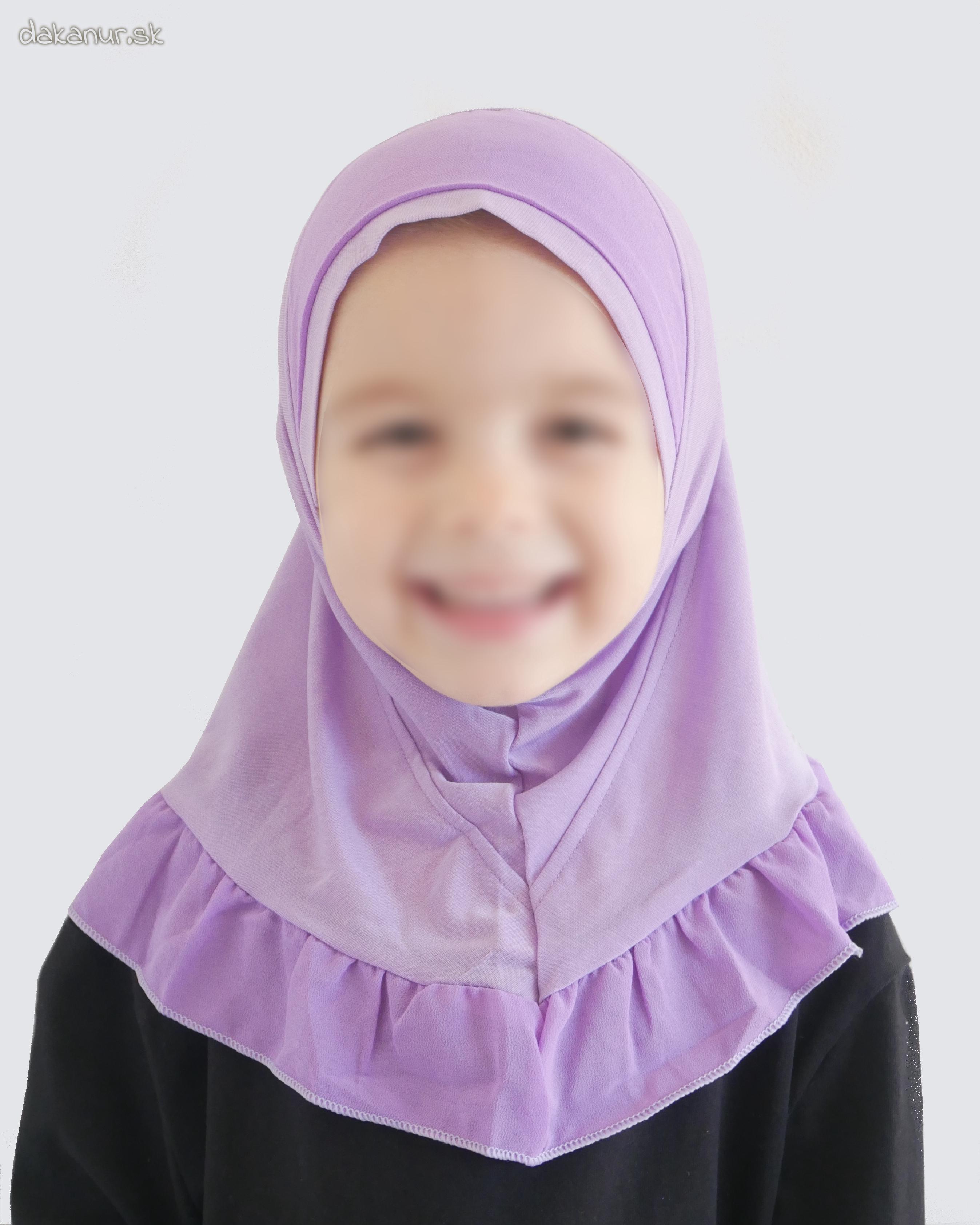 Detský fialový hijáb s volánom