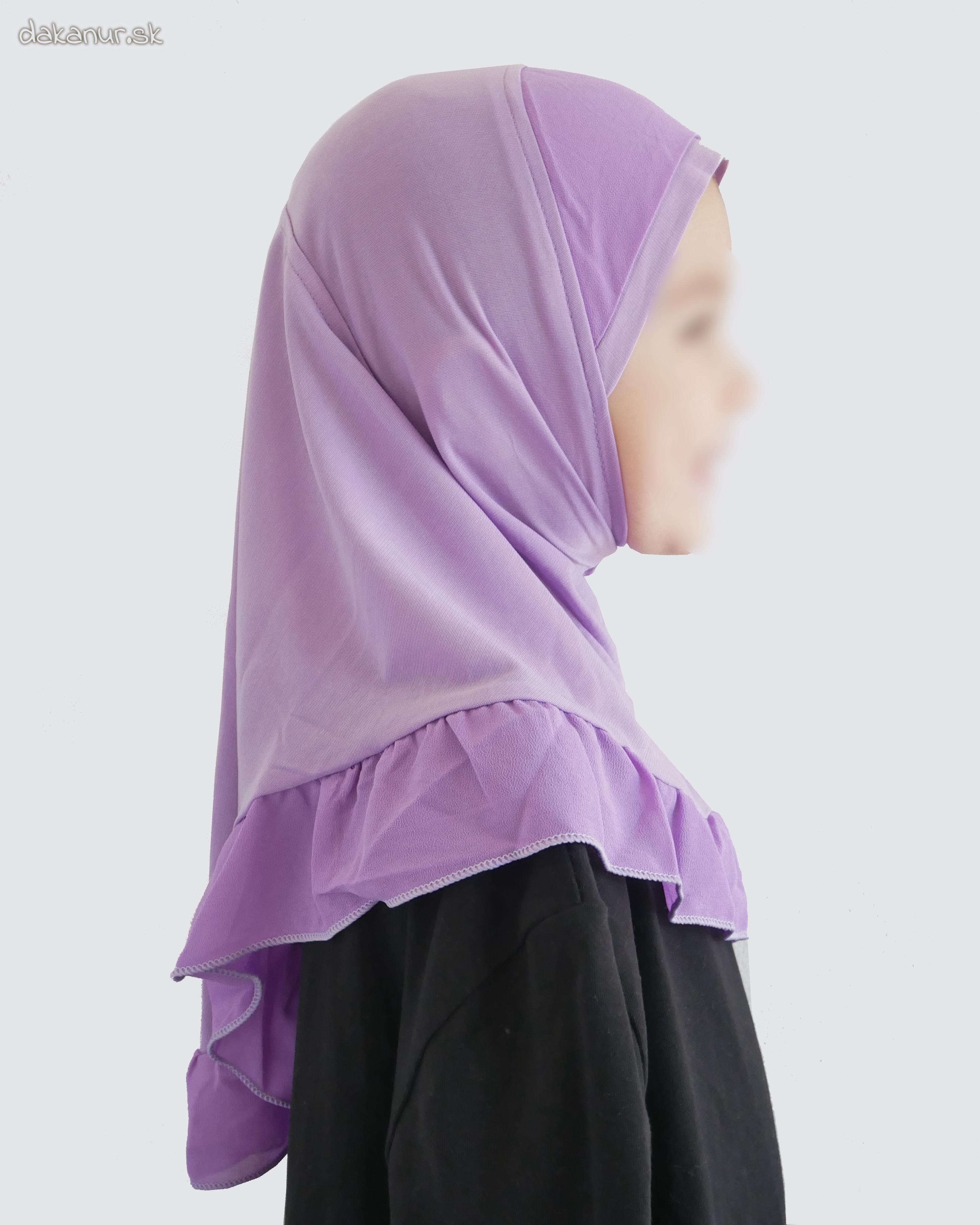 Detský fialový hijáb s volánom