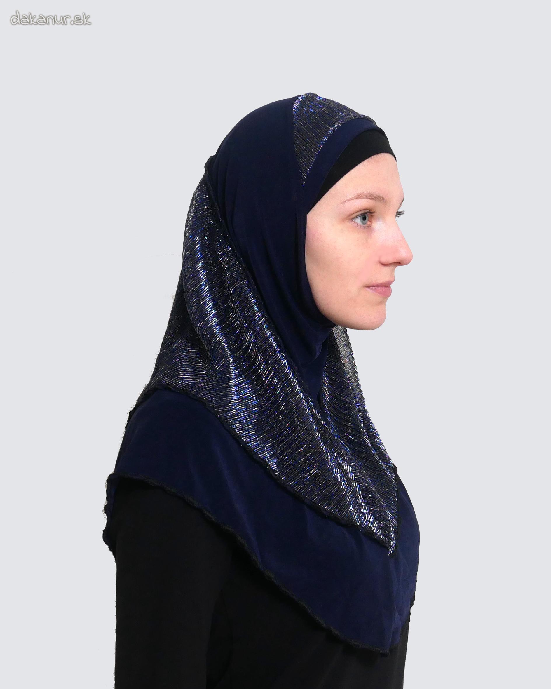 Ozdobný tmavomodrý hijáb