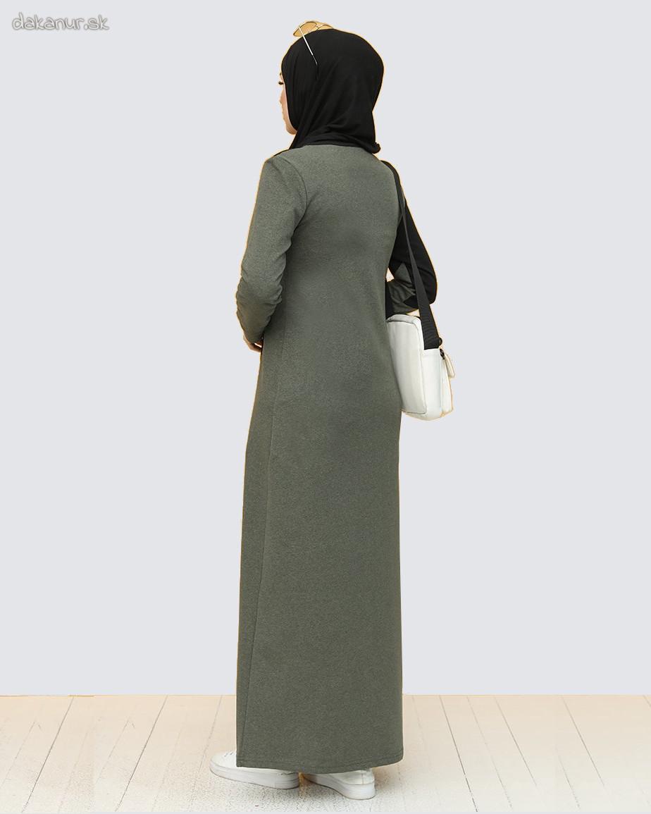 Olivovozelené teplákové dlhé dámske šaty