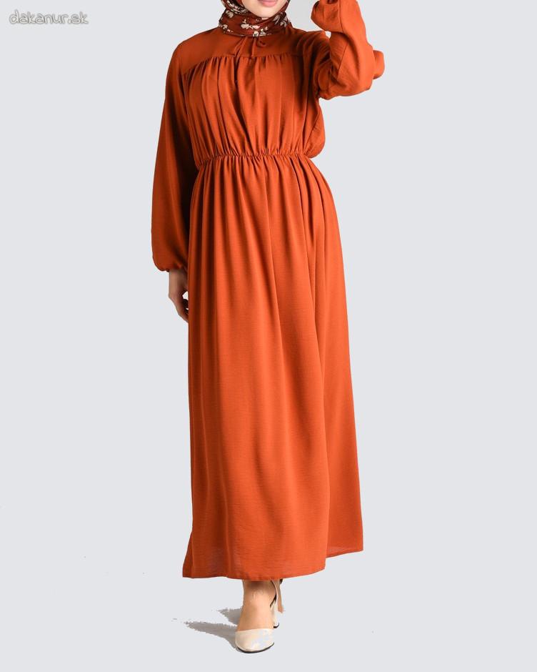 Voľné ľahké bavlnené tehlové maxi šaty