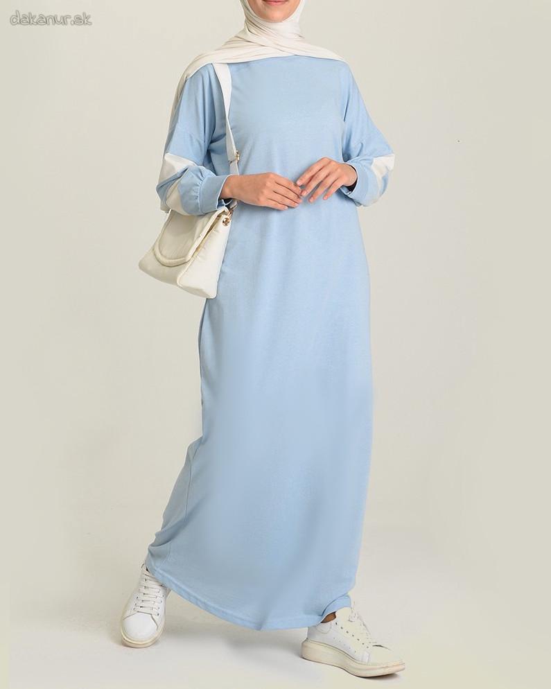 Teplákové modré dlhé šaty