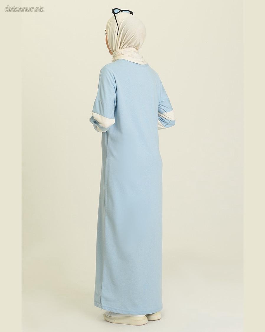 Teplákové modré dlhé šaty