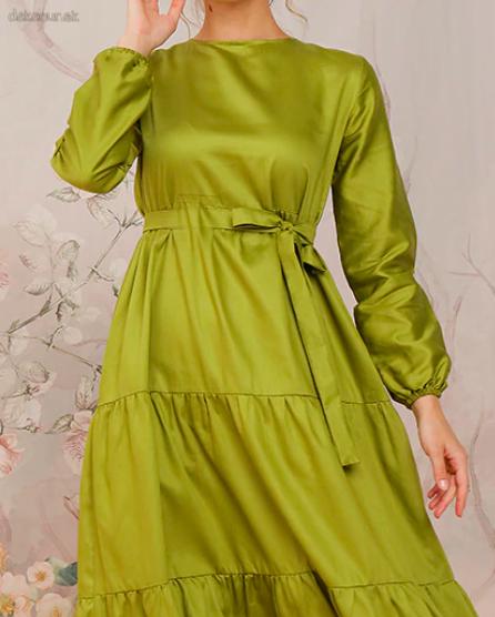 Zelené bavlnené dlhé šaty
