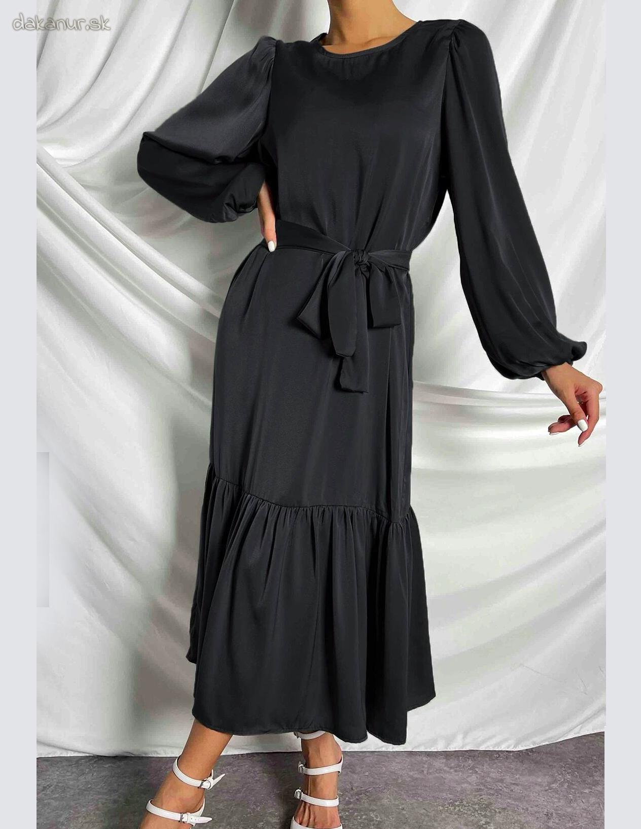 Saténové čierne dlhé šaty