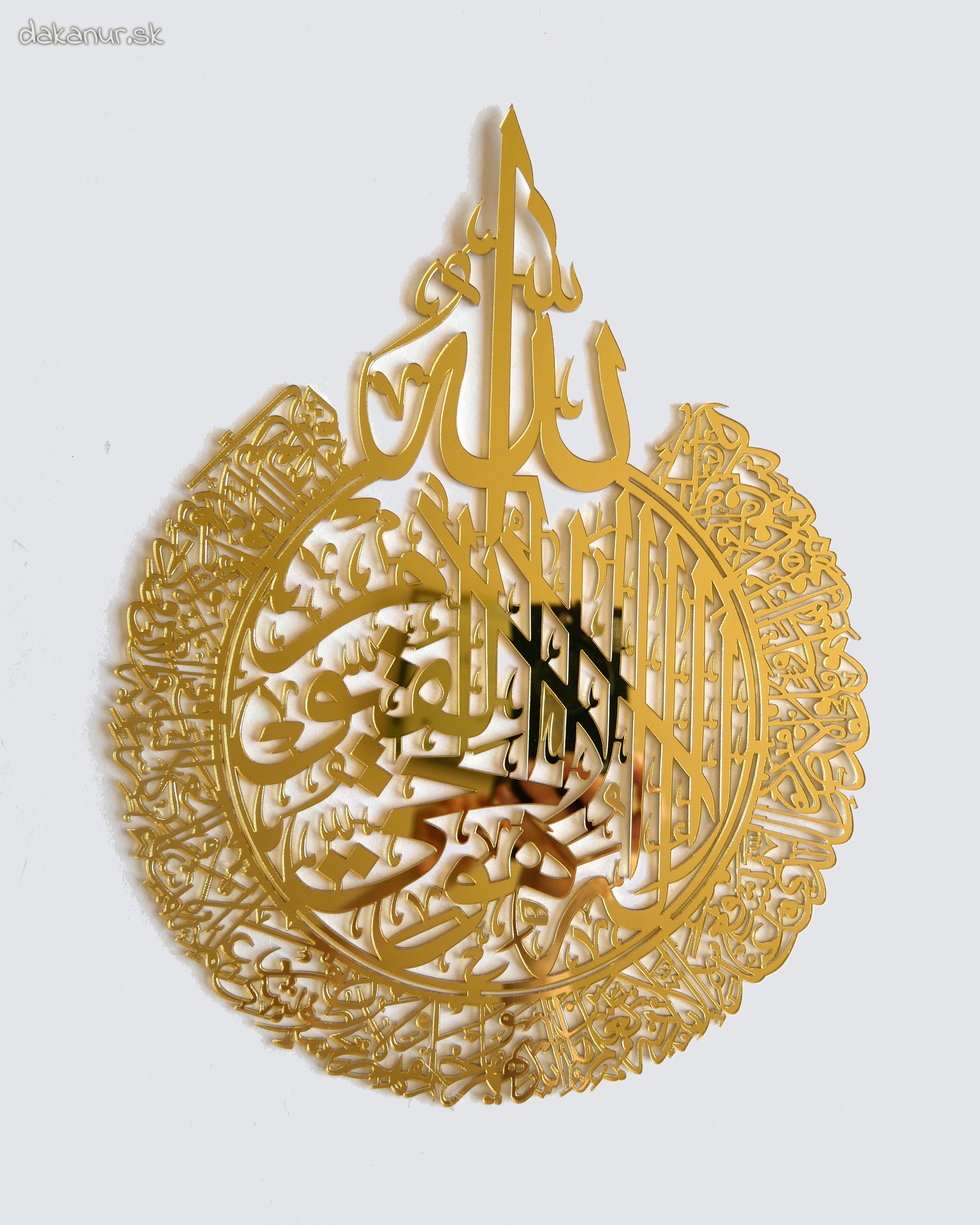 Nástenná plastová dekorácia kaligrafia zlatá farba