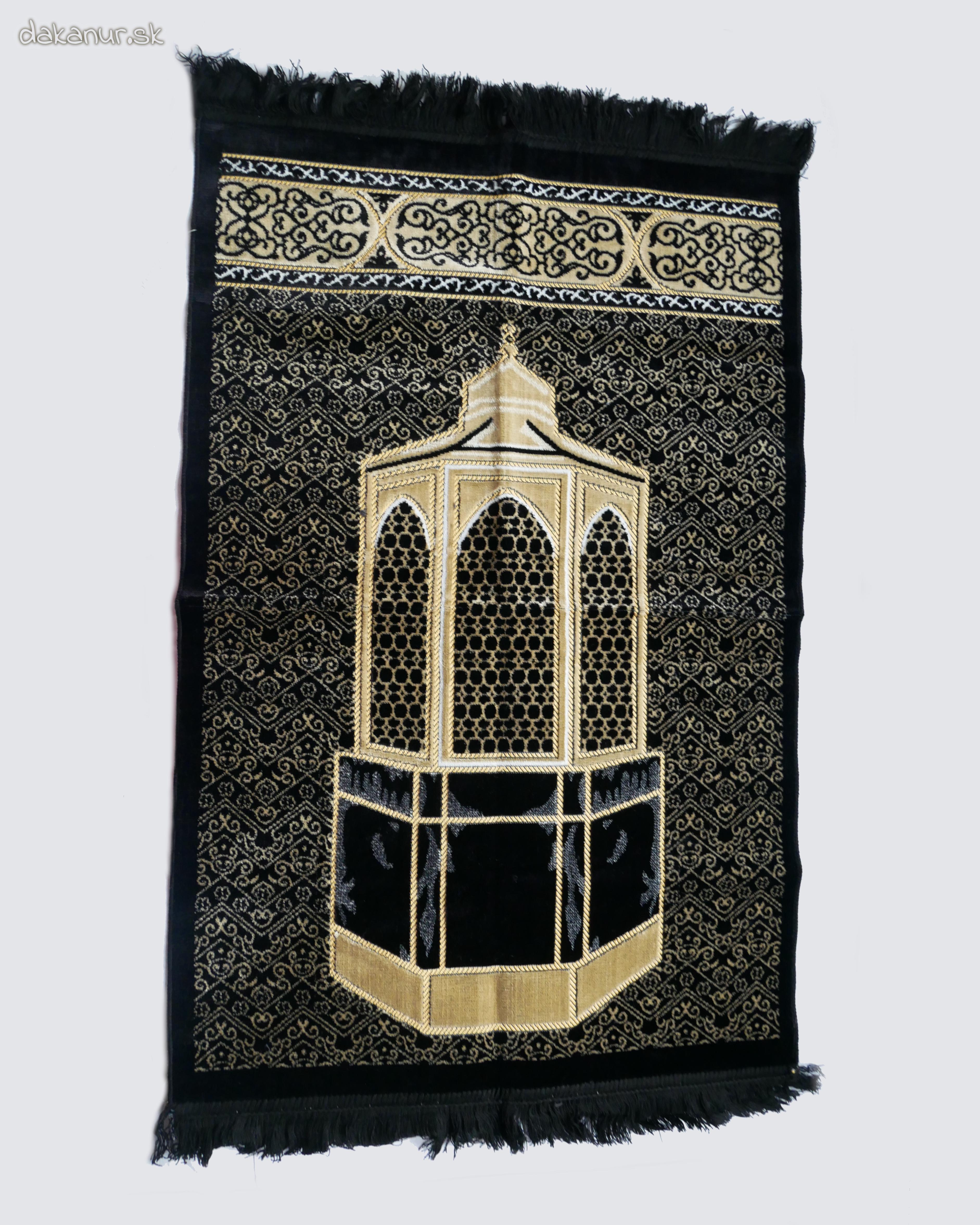 Čierny hrubší modlitebný koberec mešita