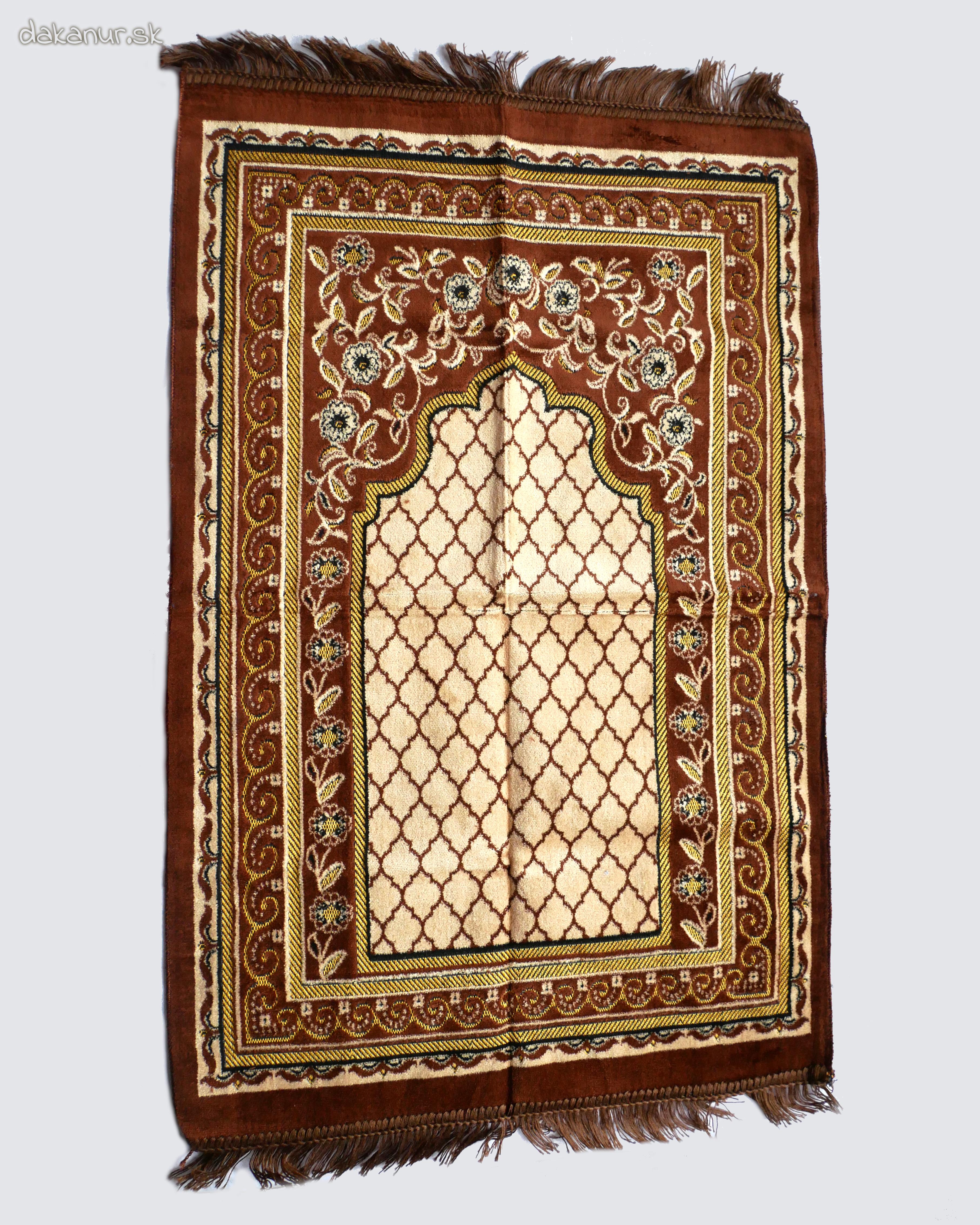 Modlitebný svetlo hnedý koberček s ornamentom