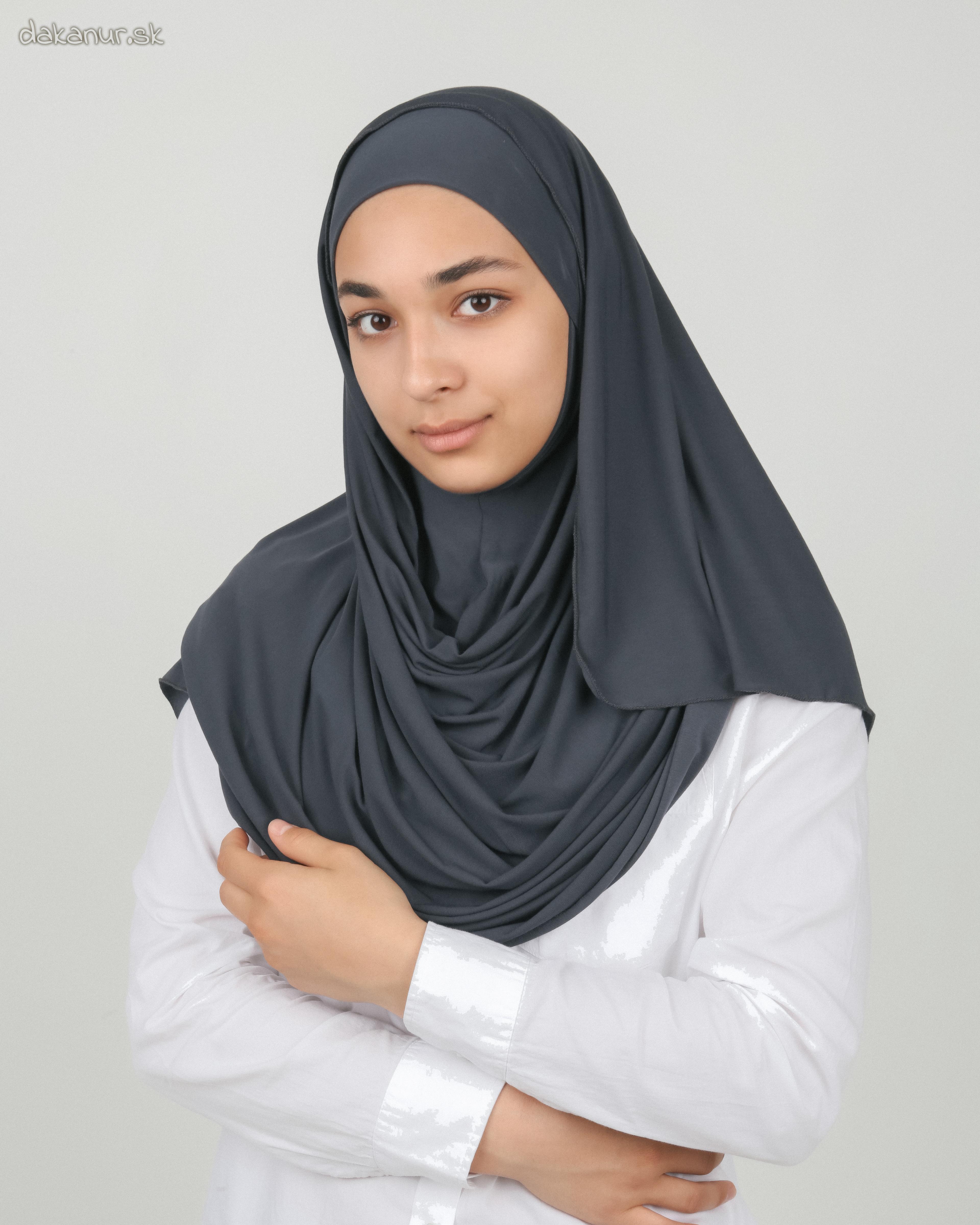 Hijáb tmavošedý s "čiapočkou"
