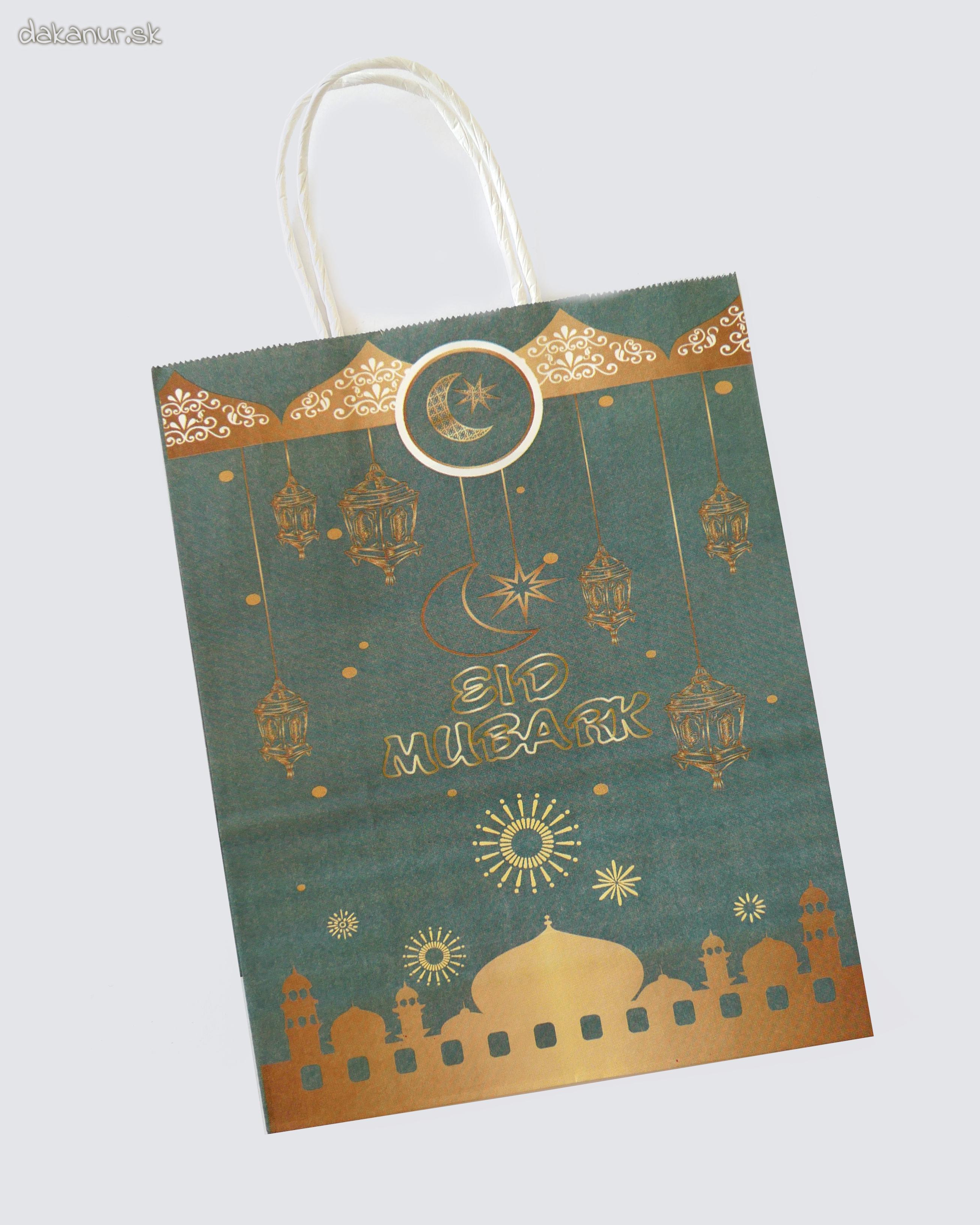 Tyrkysová papierová darčeková taška Eid