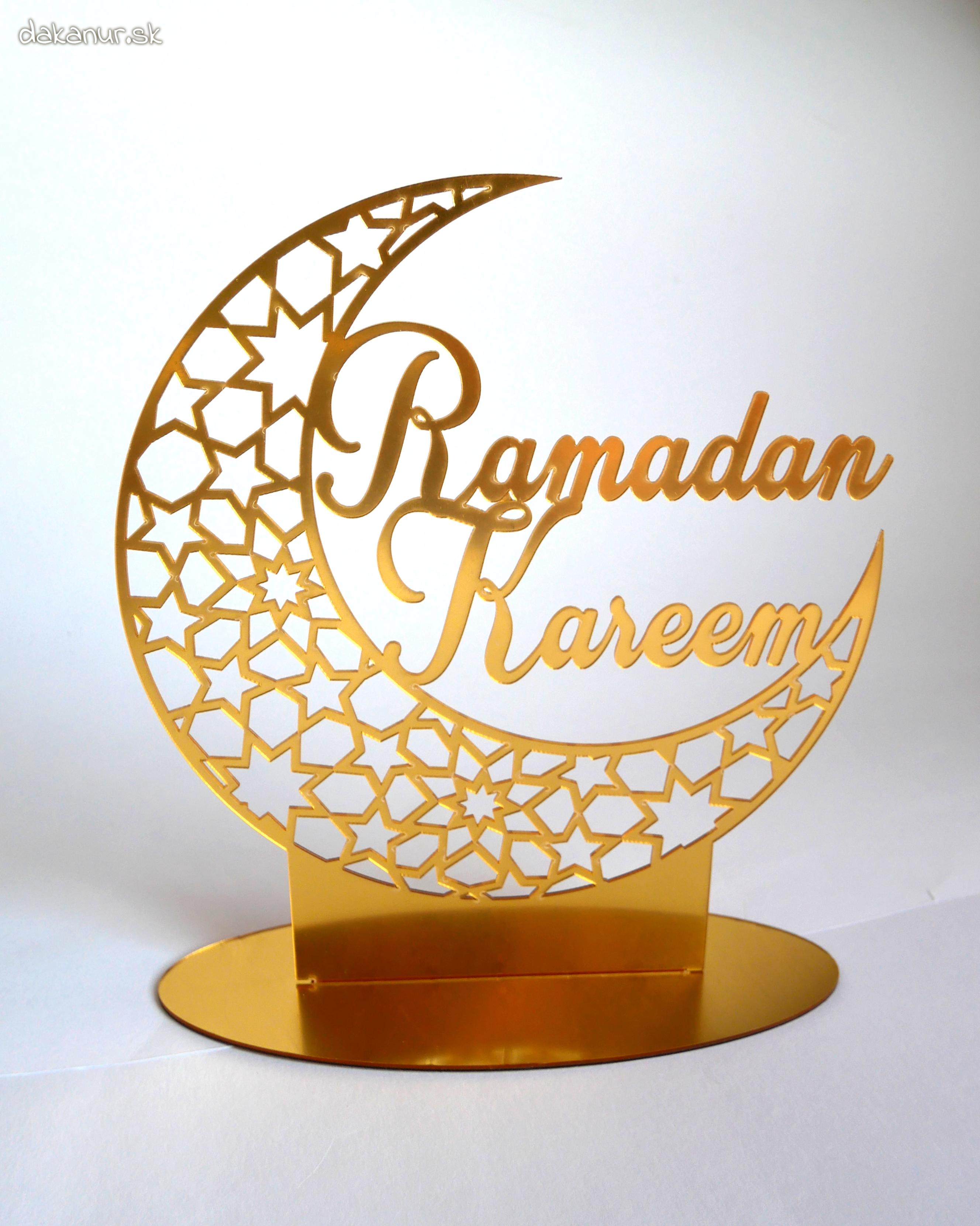 Stojaca dekorácia polmesiac Ramadán, zlatá farba