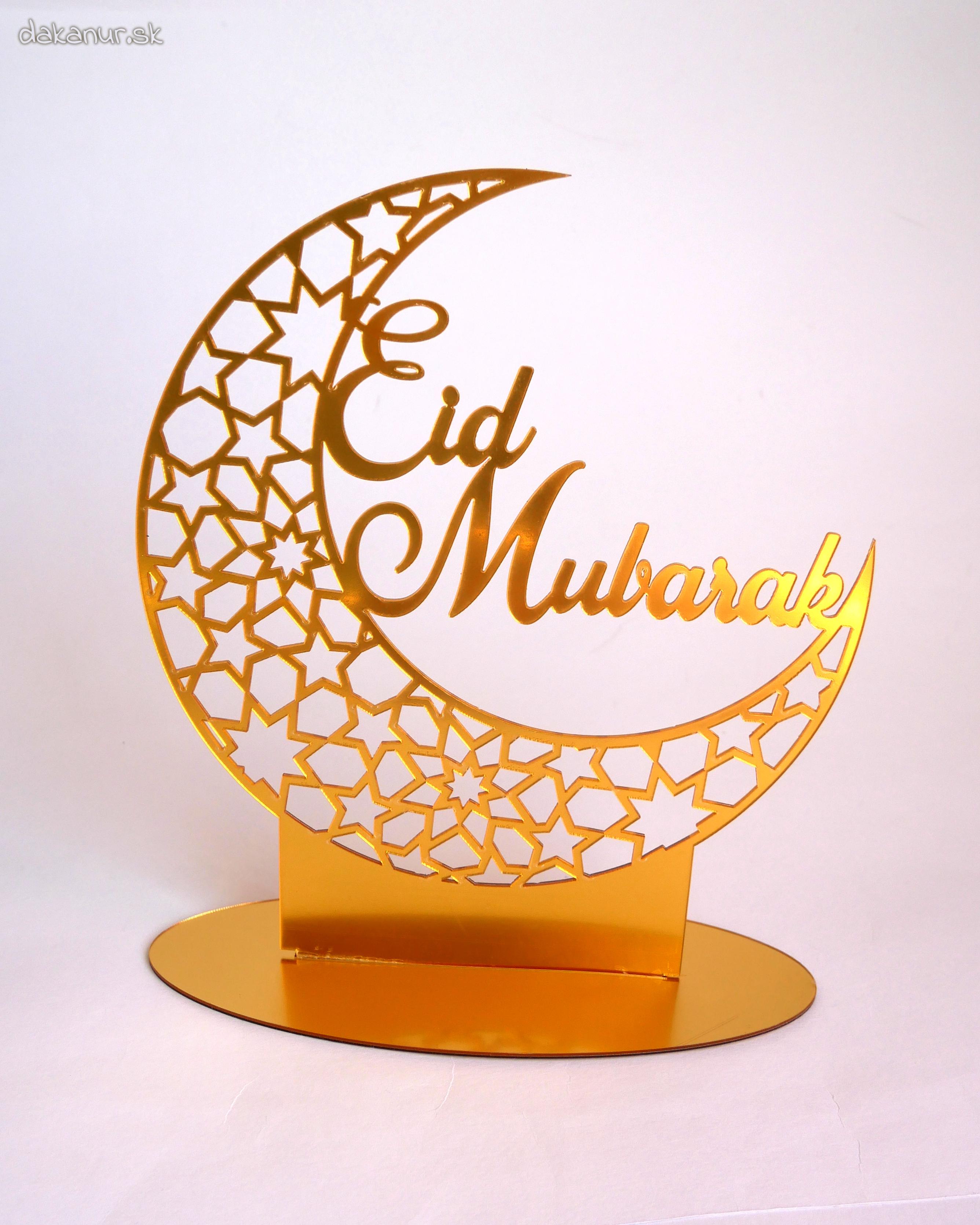 Stojaca dekorácia polmesiac Eid, zlatá farba