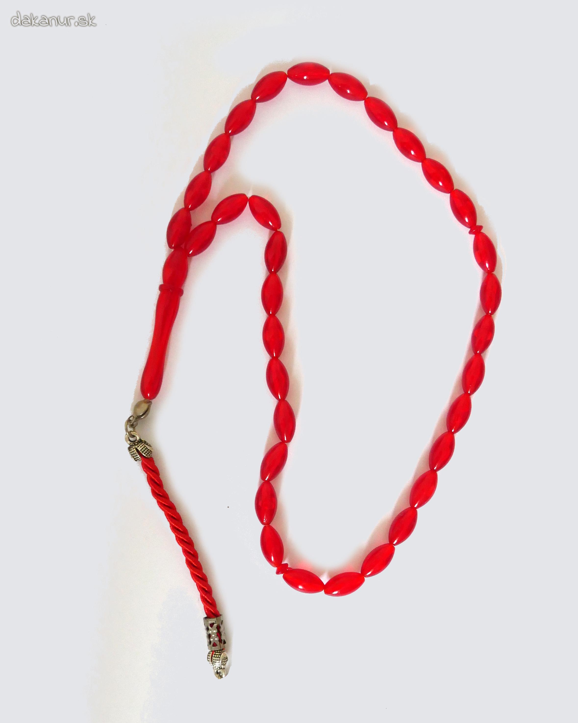 Červený 33 korálkový tasbih