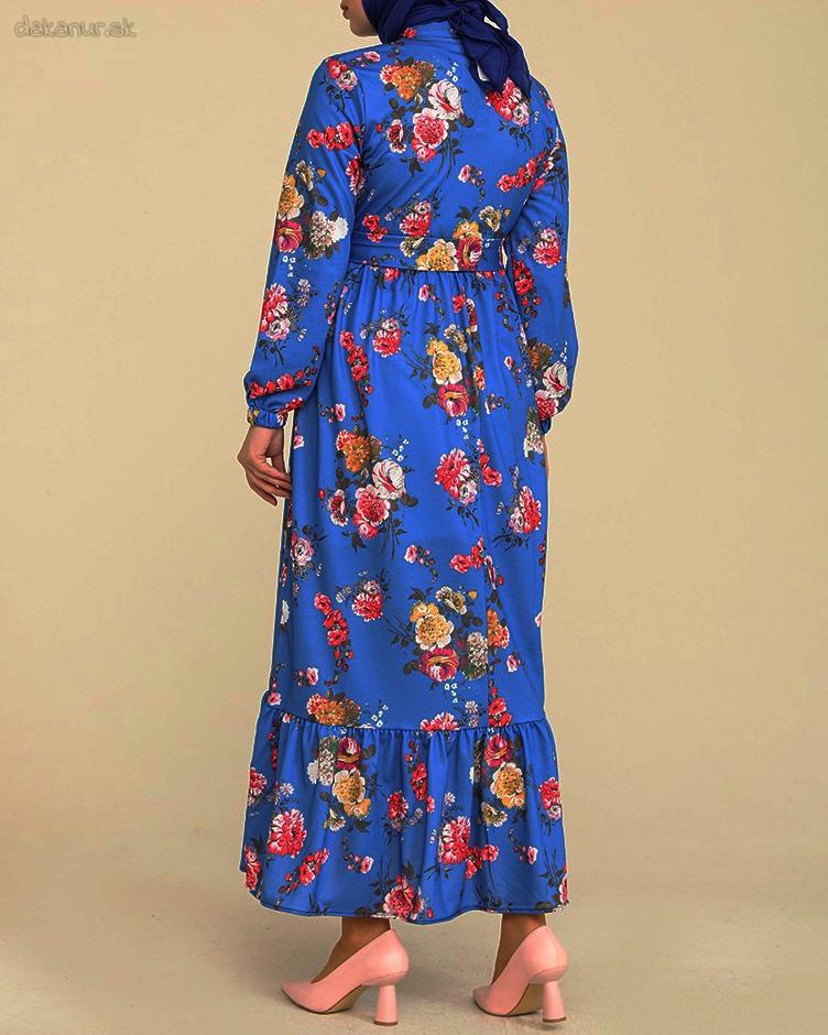 Modré pestré kvetované šaty s bavlnou