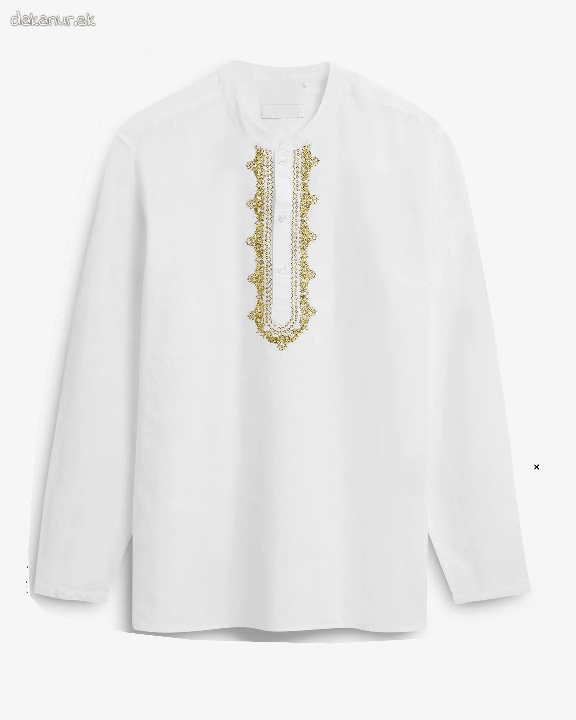Biela vyšívaná bavlnená kurta, jubba, thobe orient