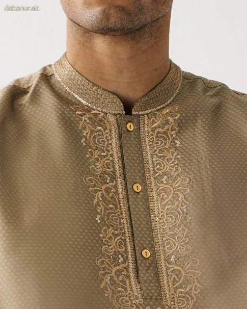 Zlatá vyšívaná predĺžená orientálna košeľa, jubba, kurta
