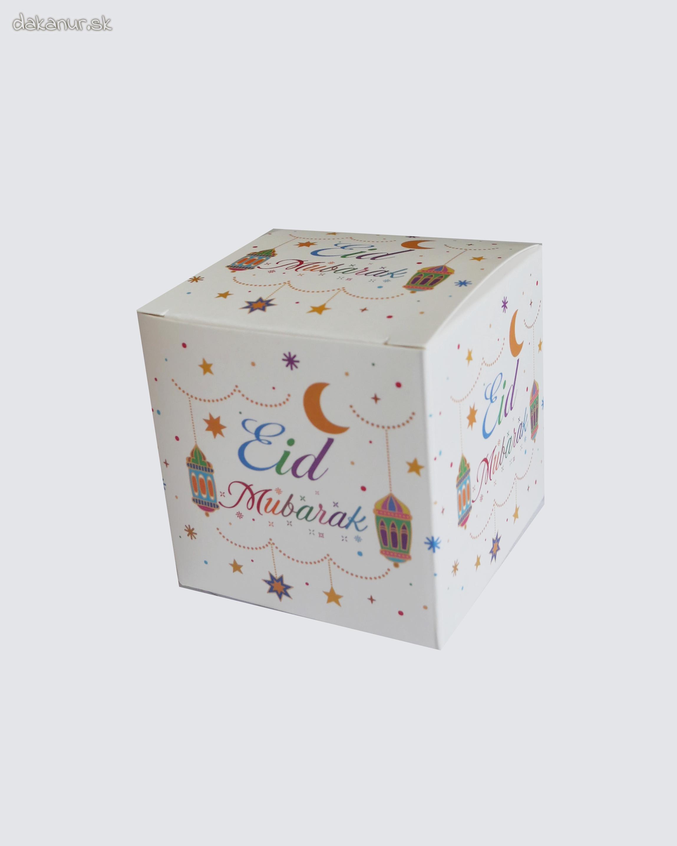 Biela darčeková škatuľka, krabička Eid Mubarak