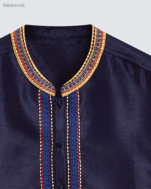 Modrá vyšívaná bavlnená kurta, jubba, thobe orient