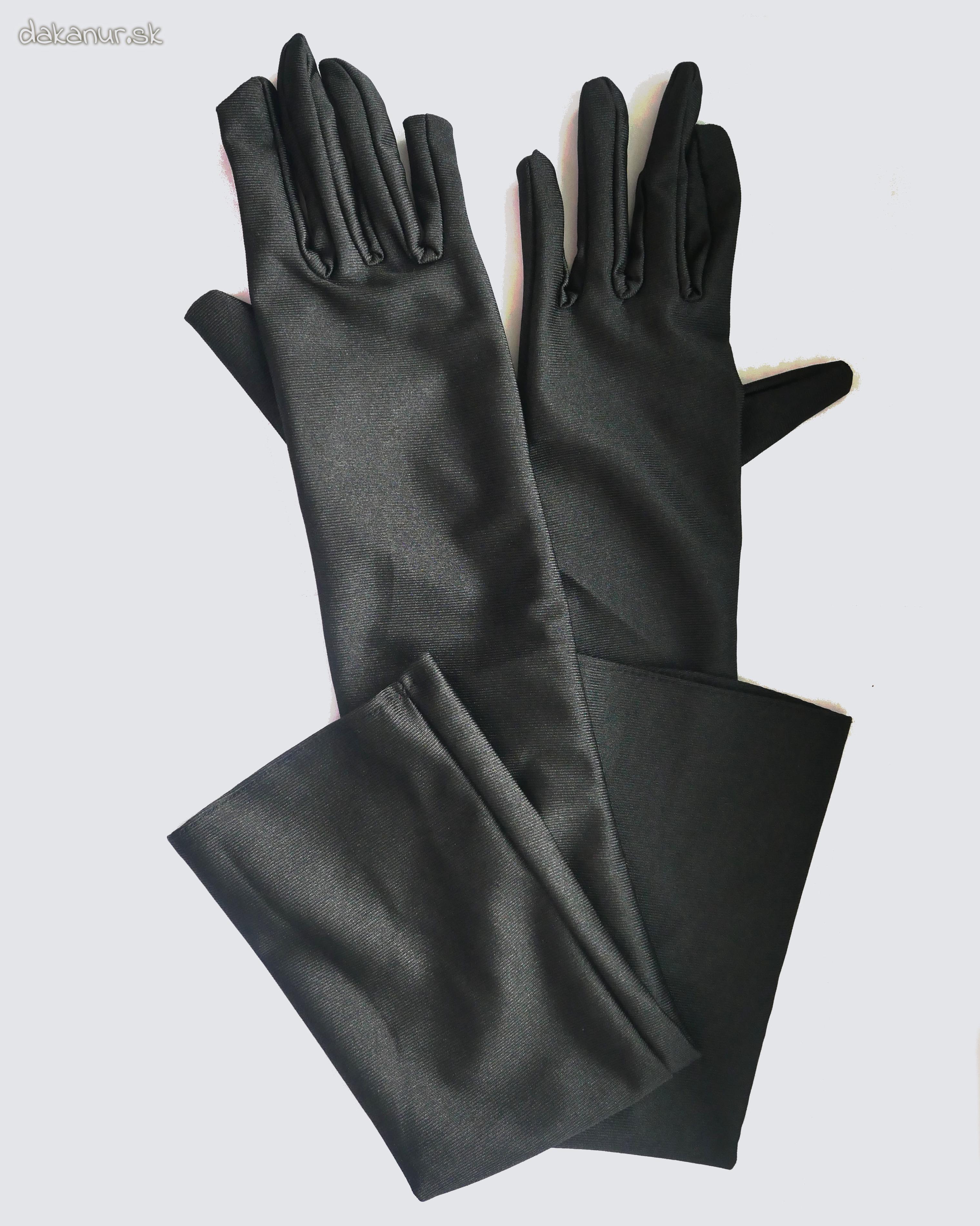 Dlhé čierne dámske rukavice