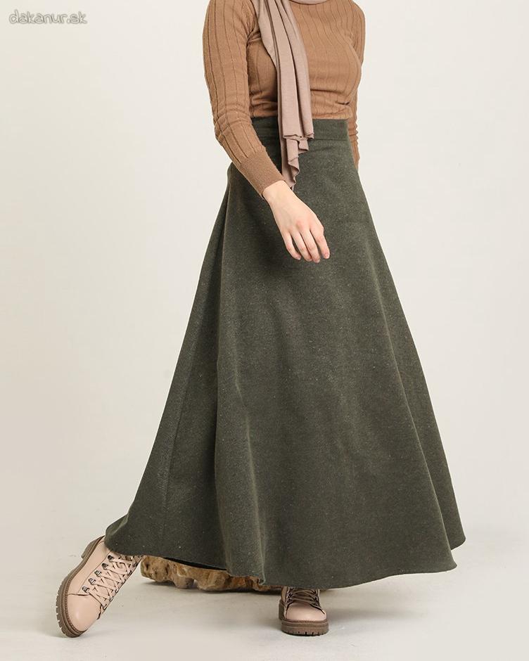 Šedokhaki dlhá maxi bavlnená sukňa