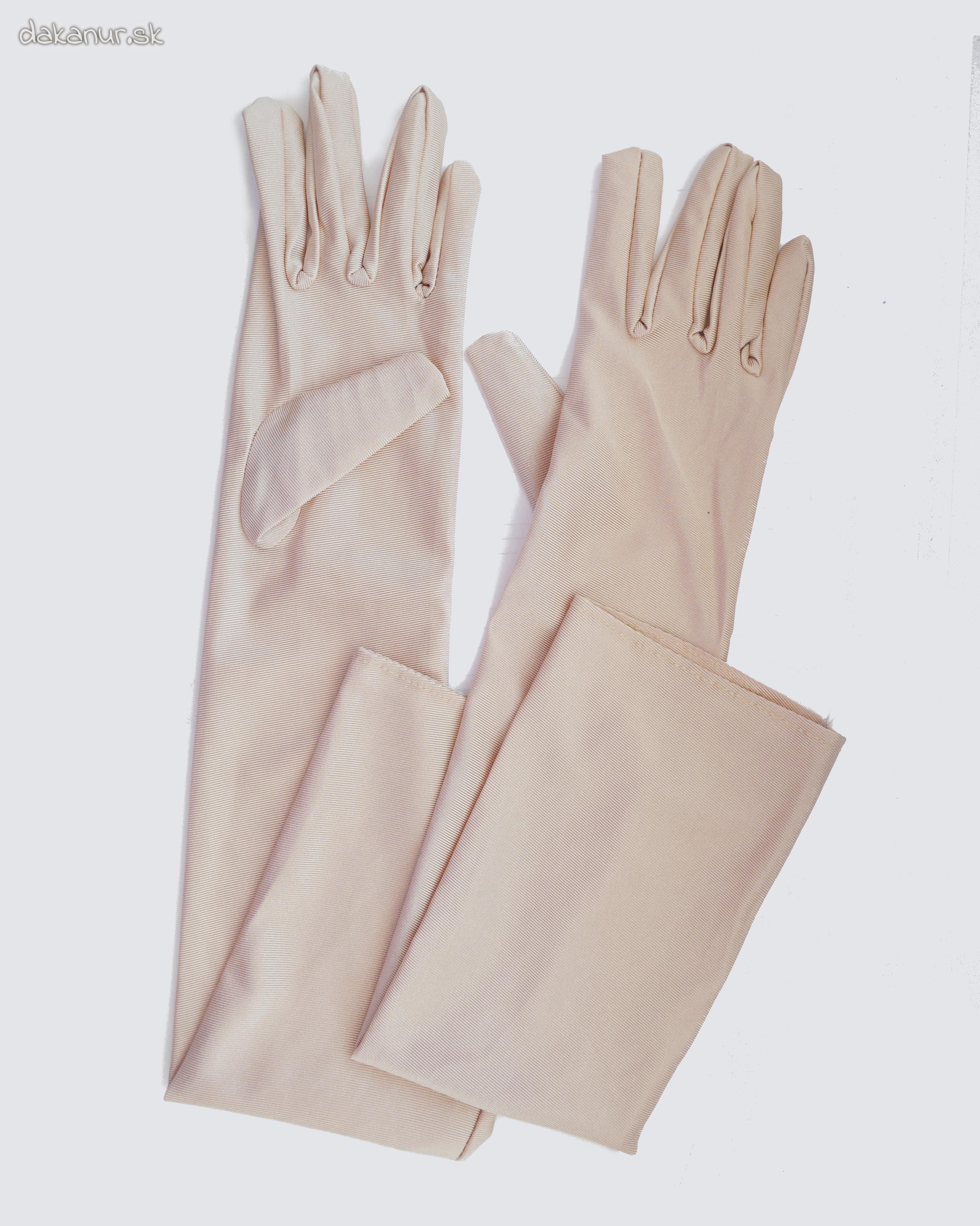 Dlhé béžové dámske rukavice