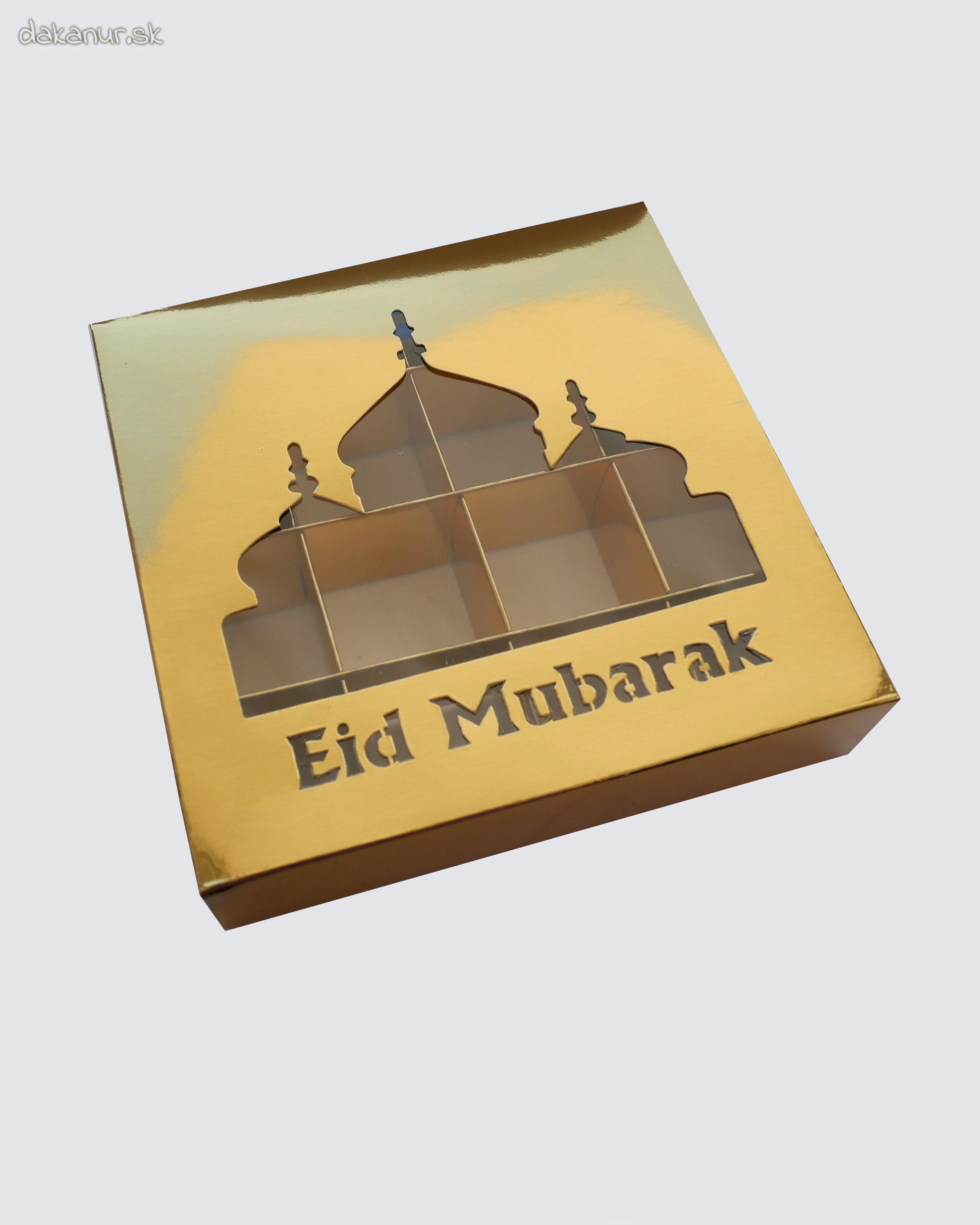 Darčeková zlatá škatuľka Eid Mubarak