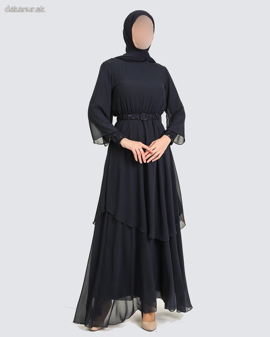Tmavomodré sviatočné šaty s flitrami