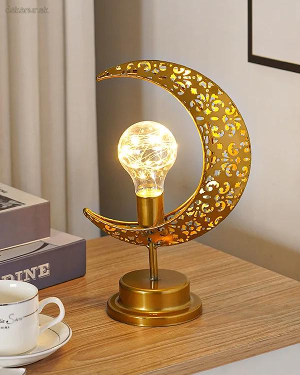 Ramadánová lampa LED dekorácia - žiarovka + polmesiac, svietidlo