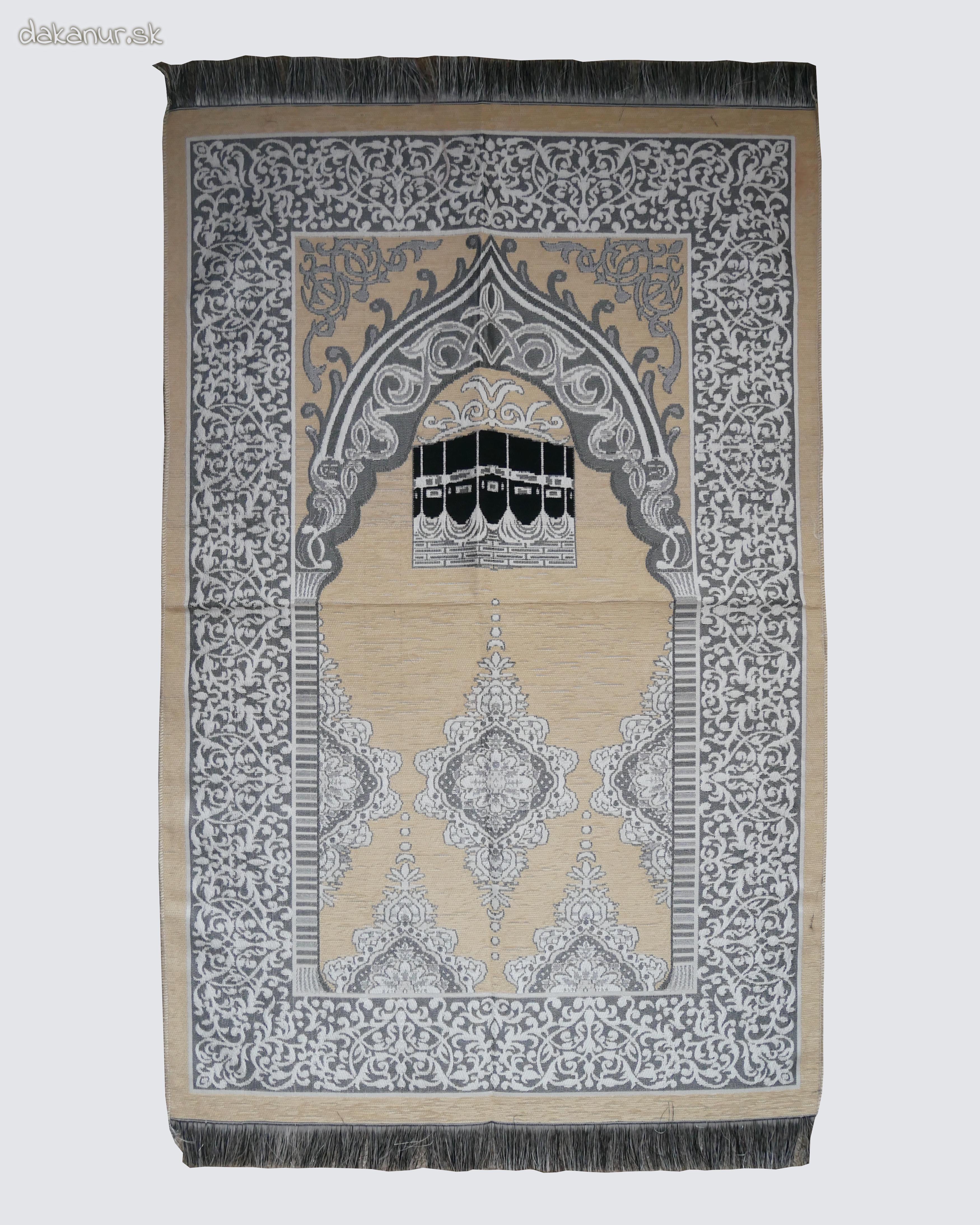 Islamský béžový modlitebný koberec Kába, Mekka