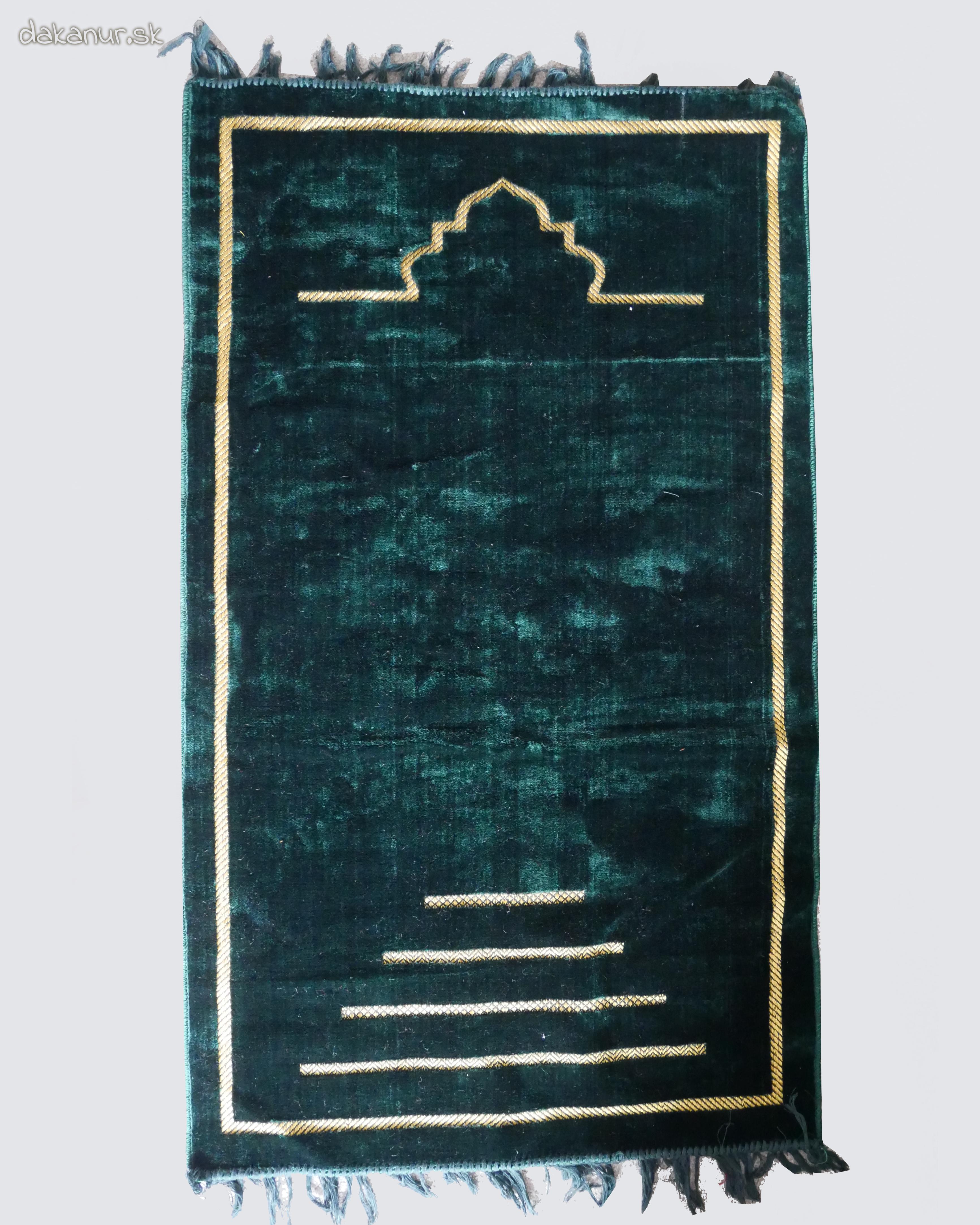 Zelený stredne hrubý modlitebný koberec