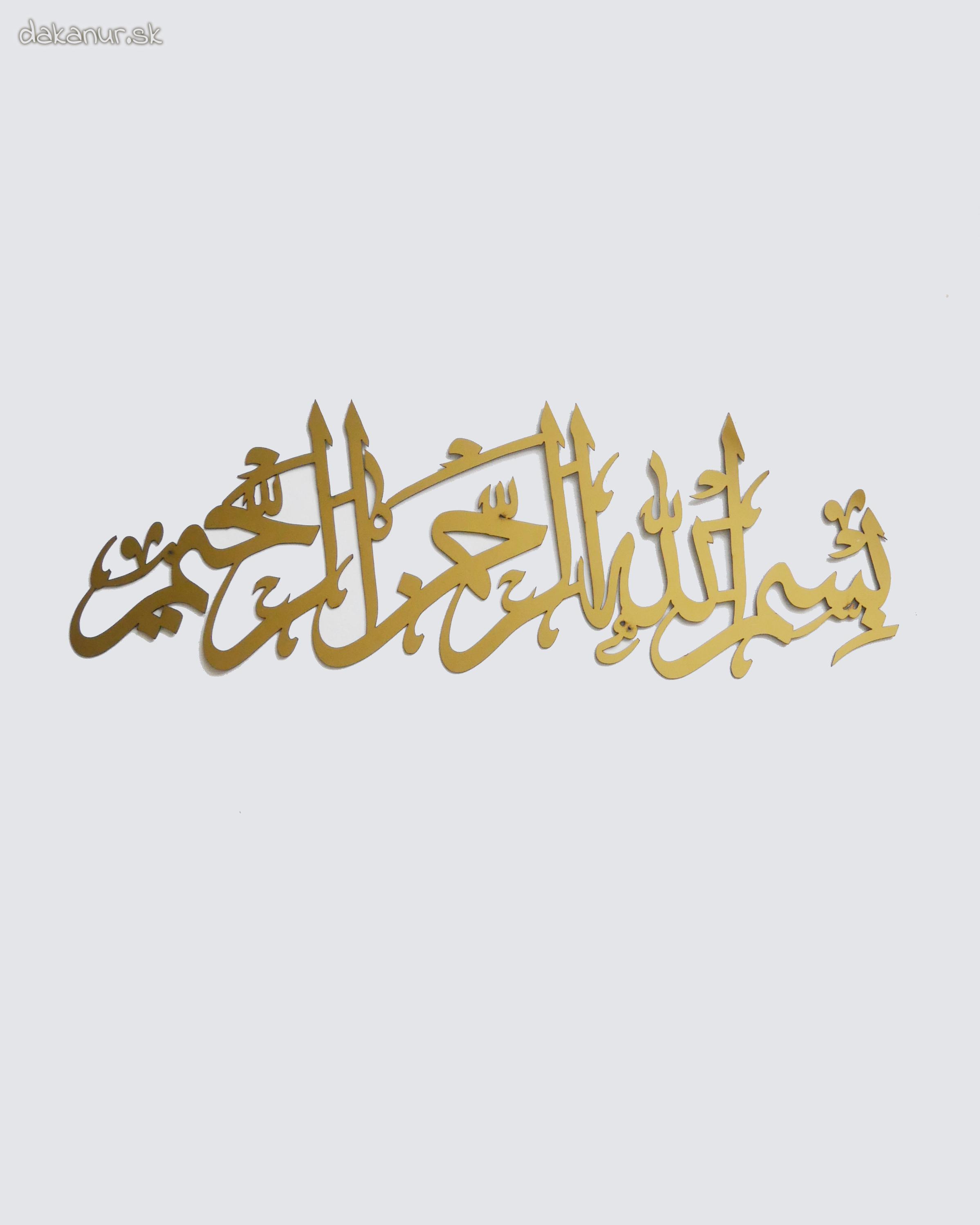 Bismilláh, basmala, zlatá kaligrafia