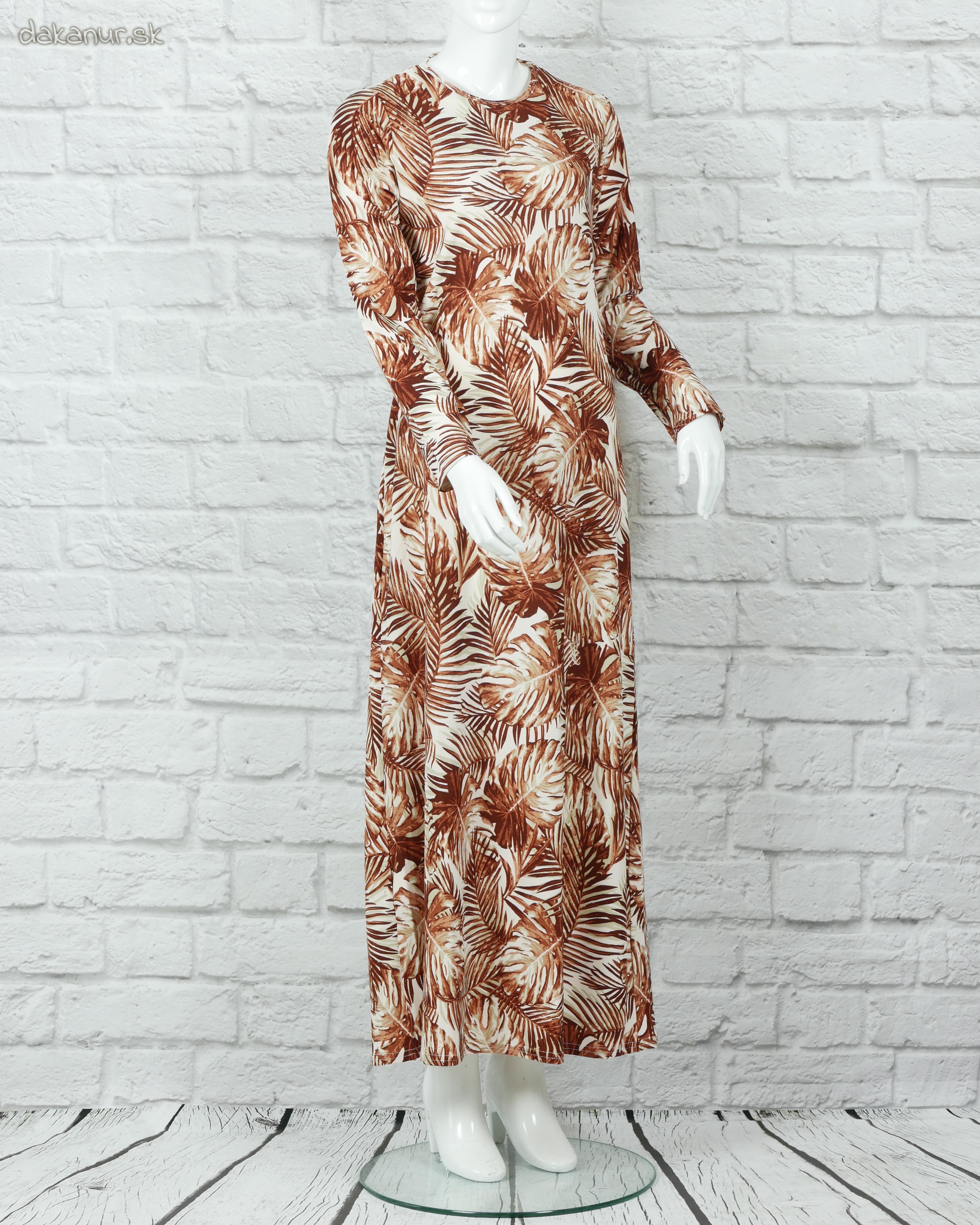 Listové hnedé šaty