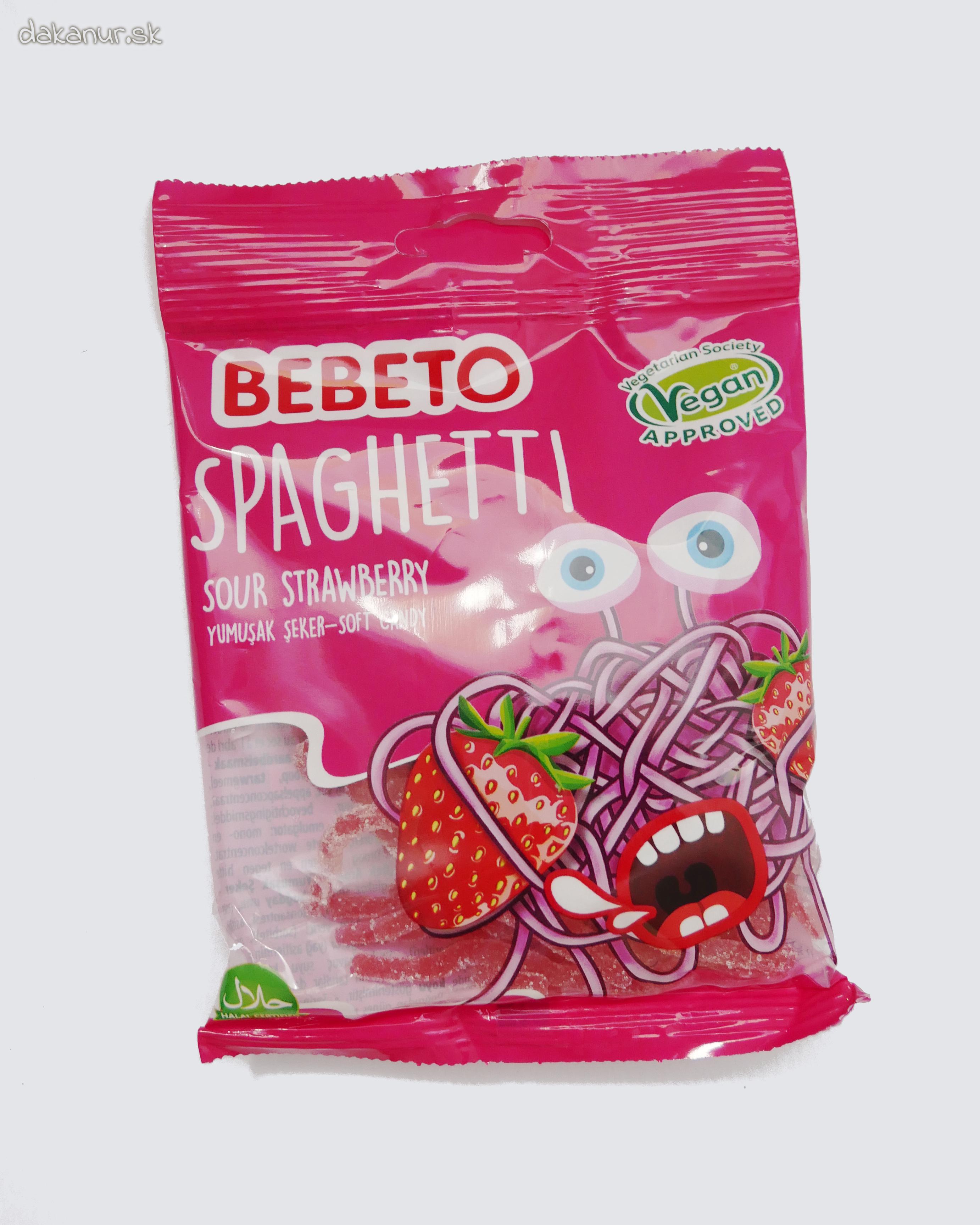 Želé halal cukríky Bebeto špagety jahoda vegan 80g