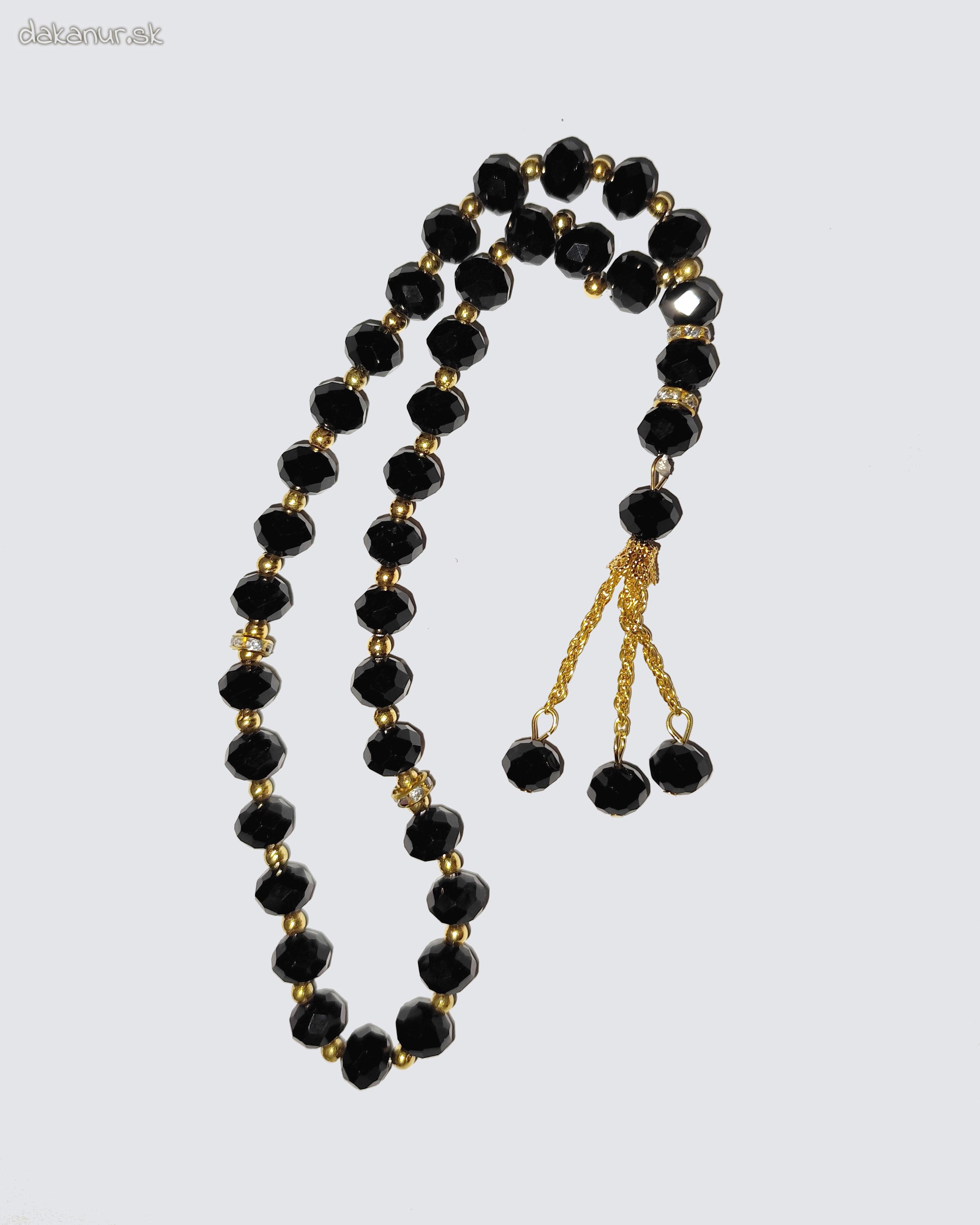 Čiernozlatý 33 korálkový tasbih