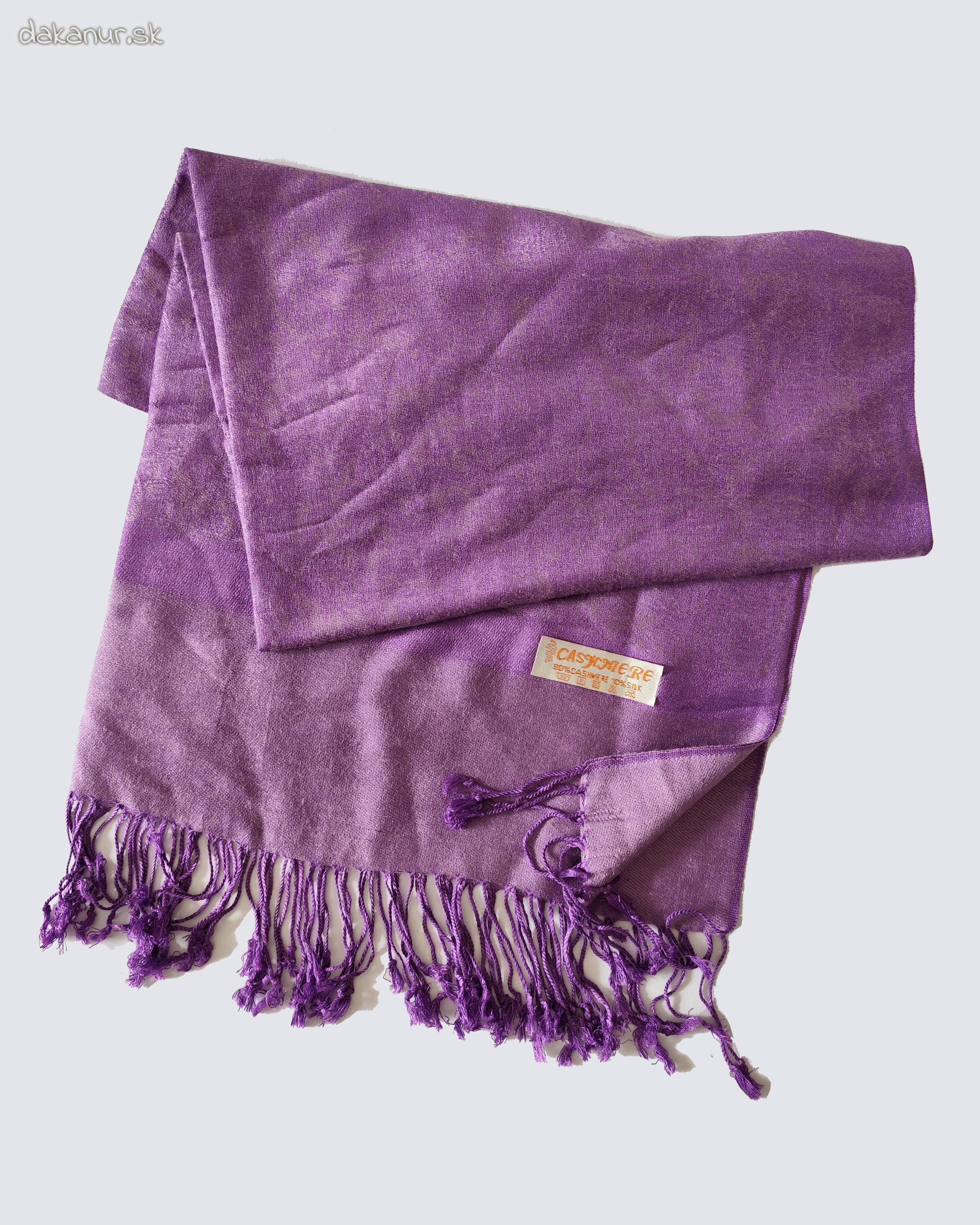 Kašmírový hodvábny šál fialový Cashmere