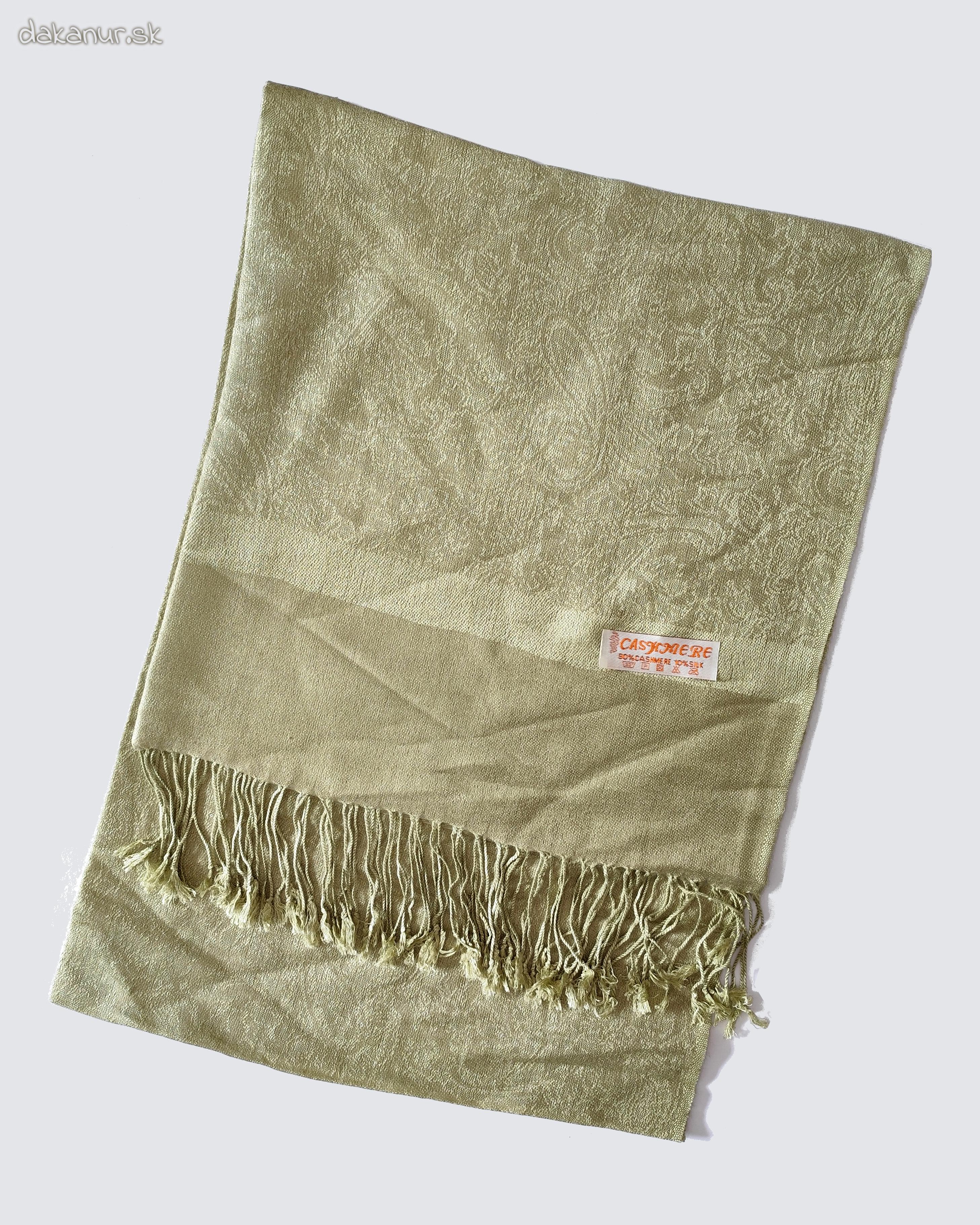 Kašmírový hodvábny šál svetlo zelený Cashmere