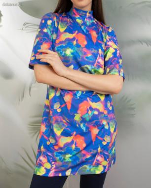 Pestrofarebné burkiny tankiny, plavky krátky rukáv